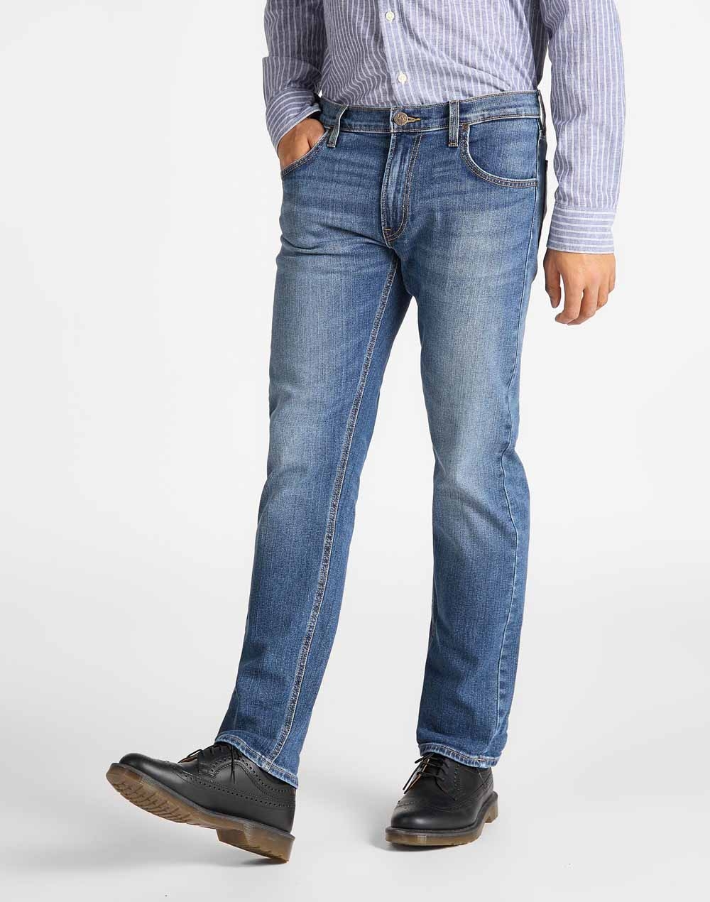 Lee Daren zip regular pantalones vaqueros de hombre L707DXSX tejano lavado a la piedra