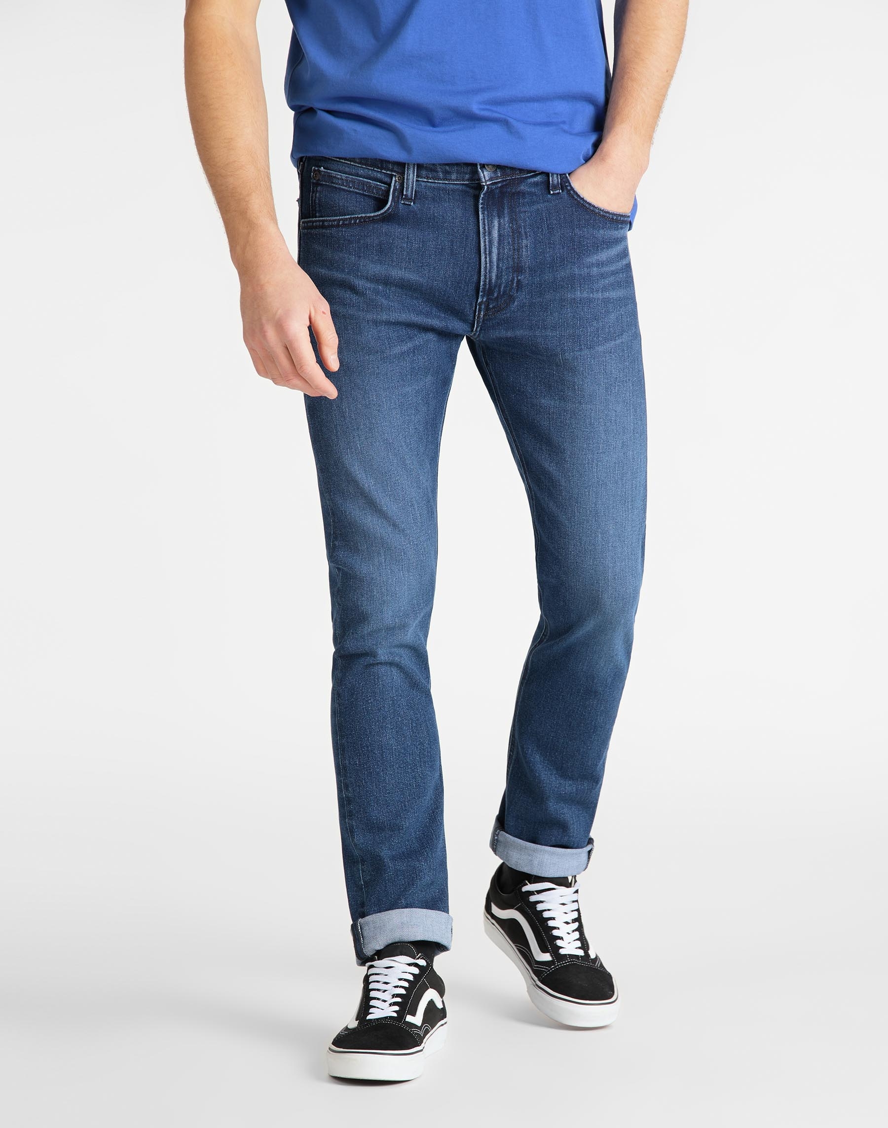 Lee Luke slim tapered pantalones vaqueros de hombre L719DHTR tejano color azul medio