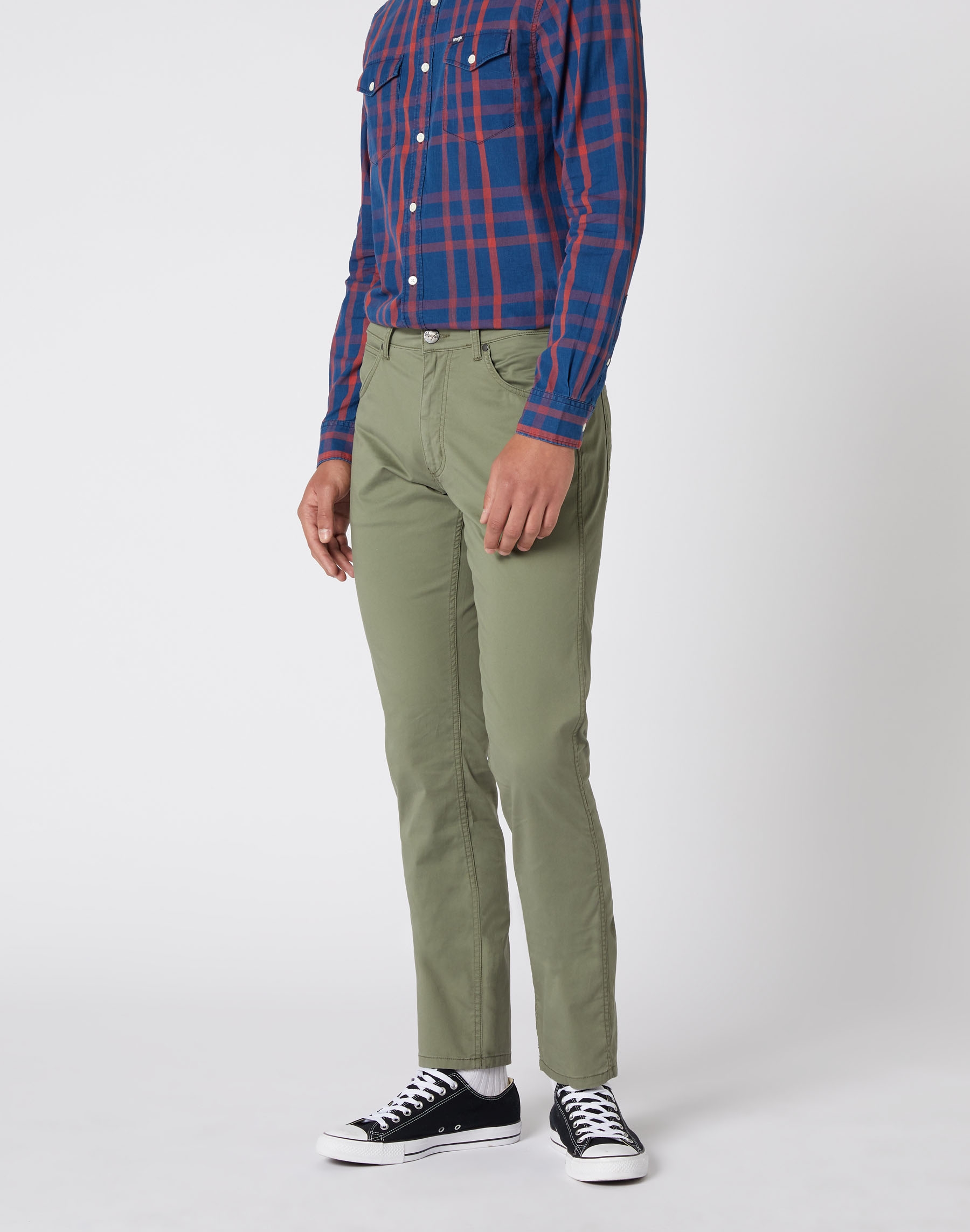 Wrangler Greensboro slim pantalons texans de gavardina d'home W15QWA275 caqui
