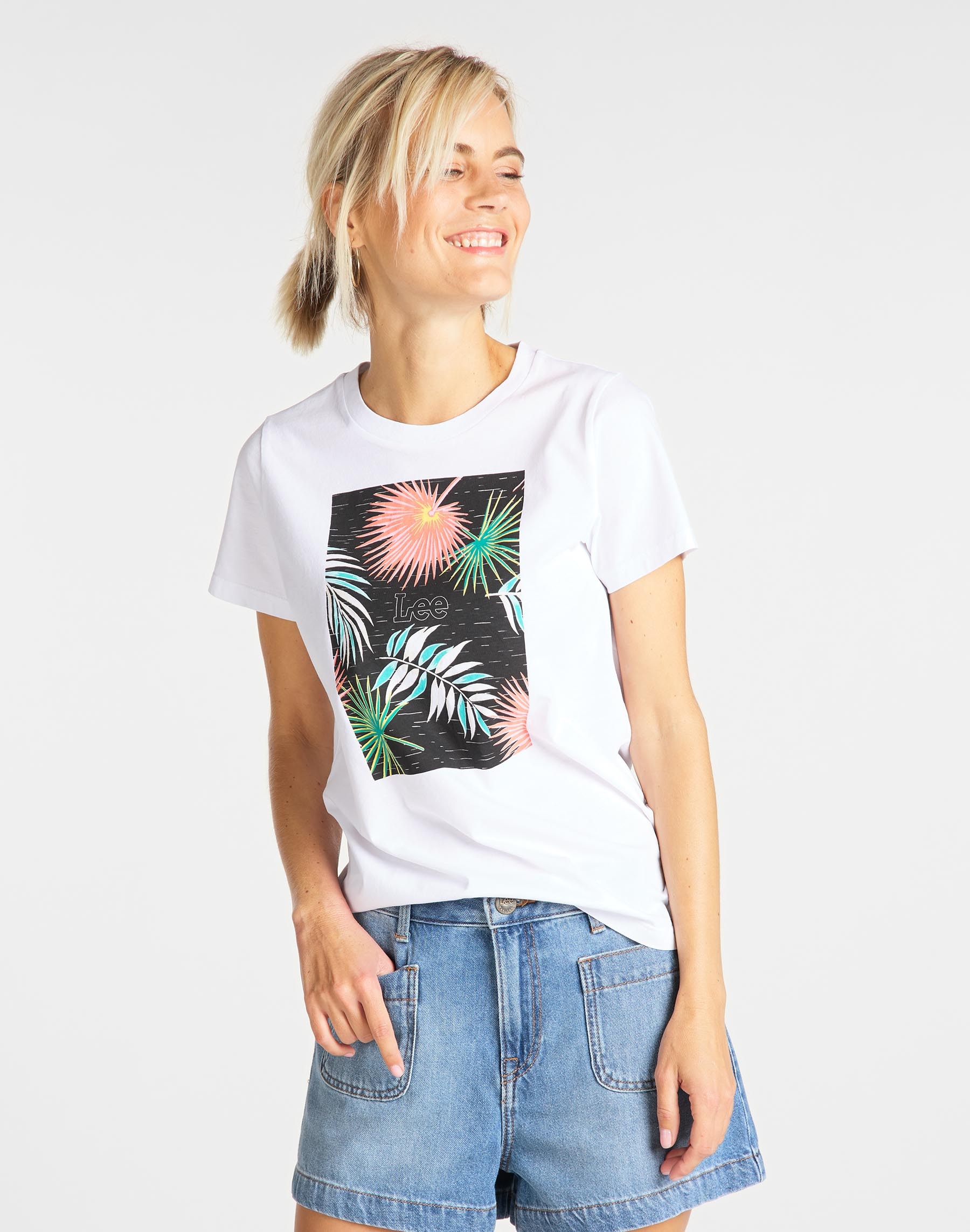 Lee camiseta de mujer de m/c L41AEPLJ color blanco