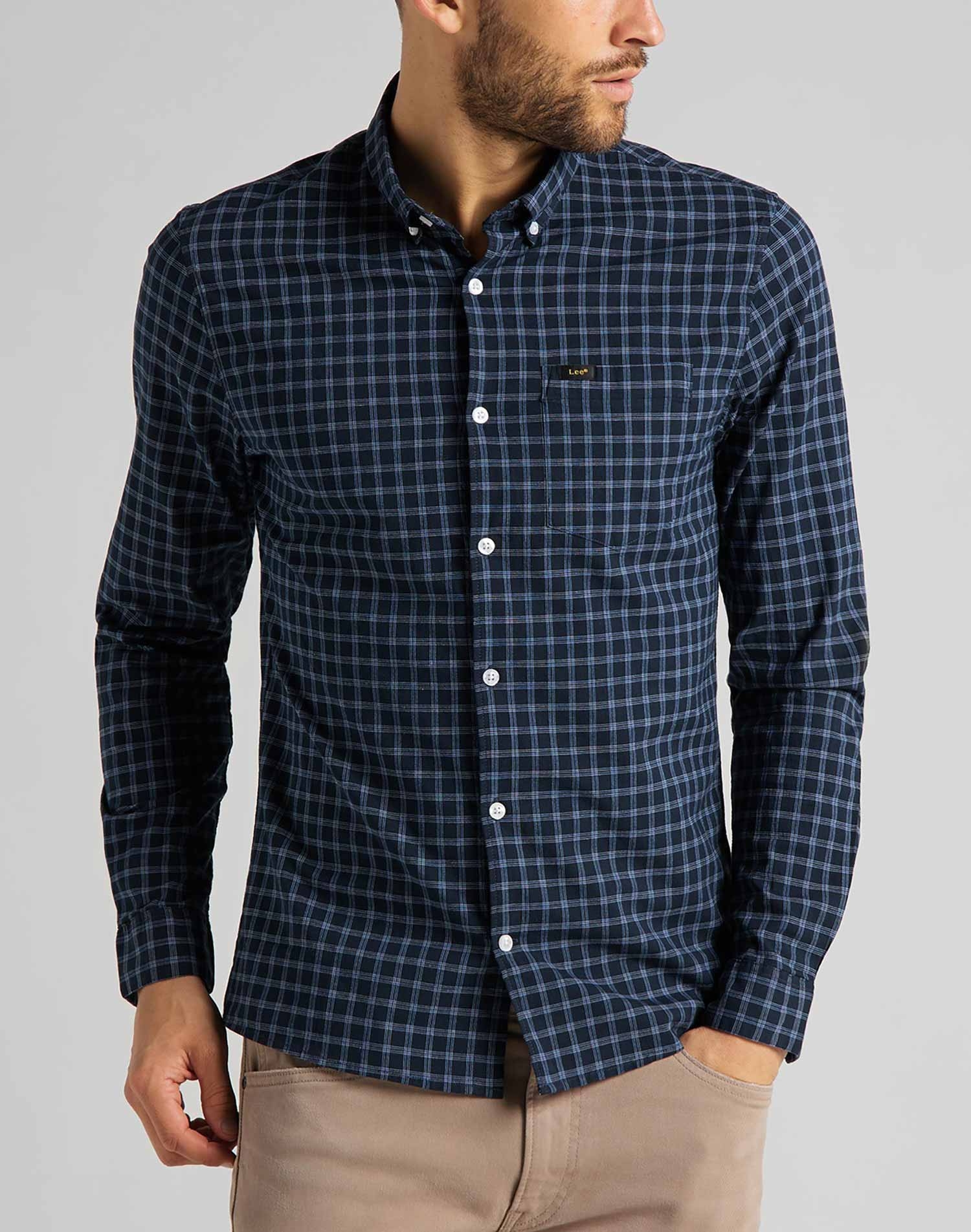 Lee camisa de hombre de m/l L66XRQHY de cuadros azules