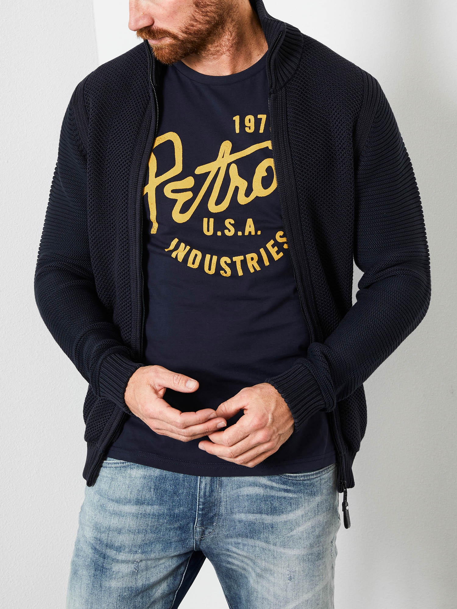 Petrol jaqueta de punt d'home KWC202/5091 blau marí