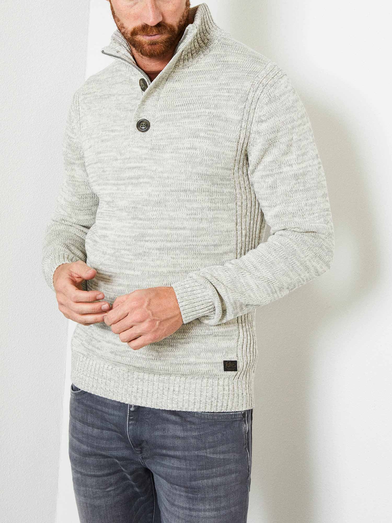 Petrol jersey de hombre KWC206/0007 de color blanco jaspeado con gris