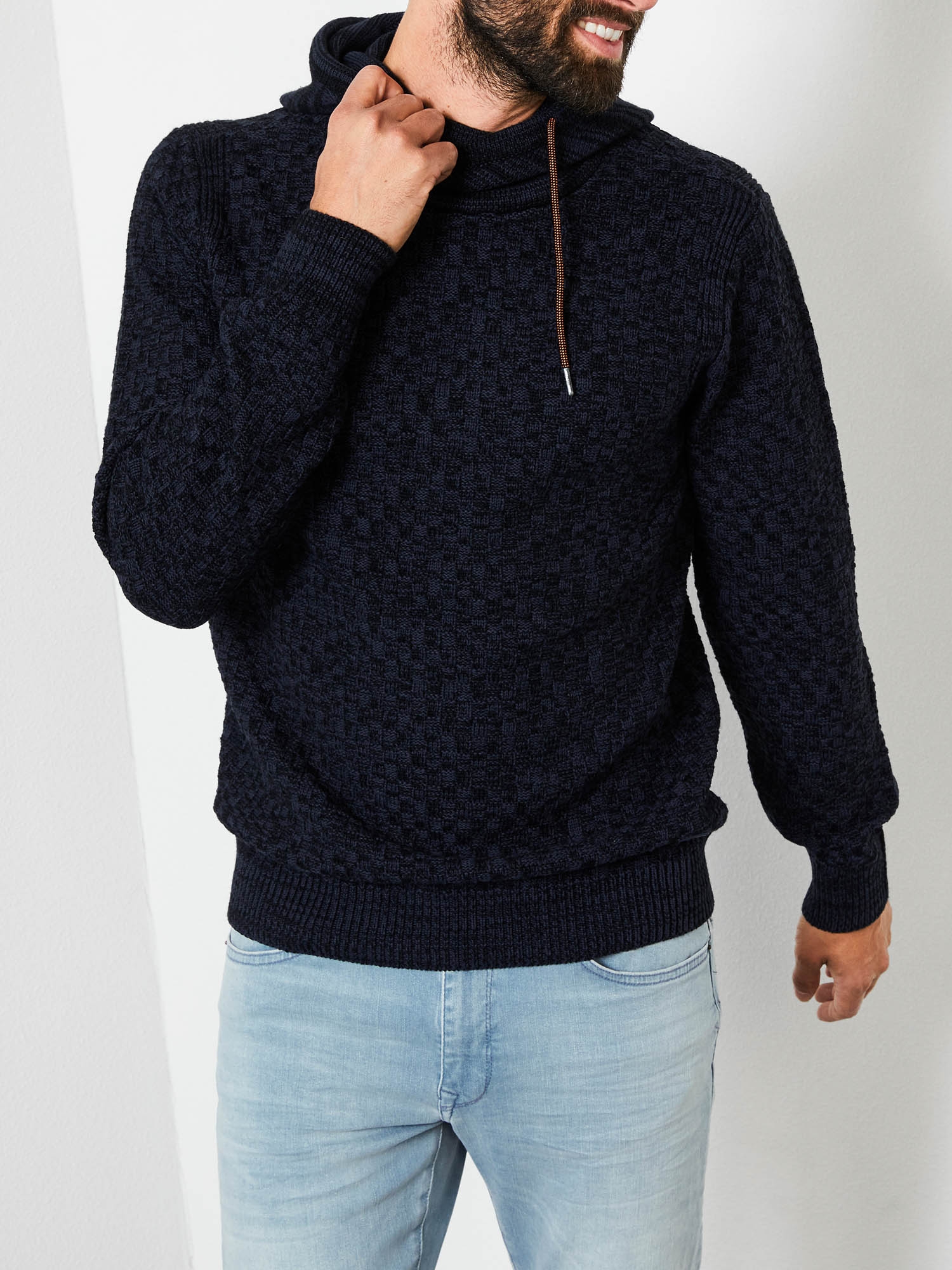 Petrol jersei d'home amb caputxa KWH228/5091 de color blau marí