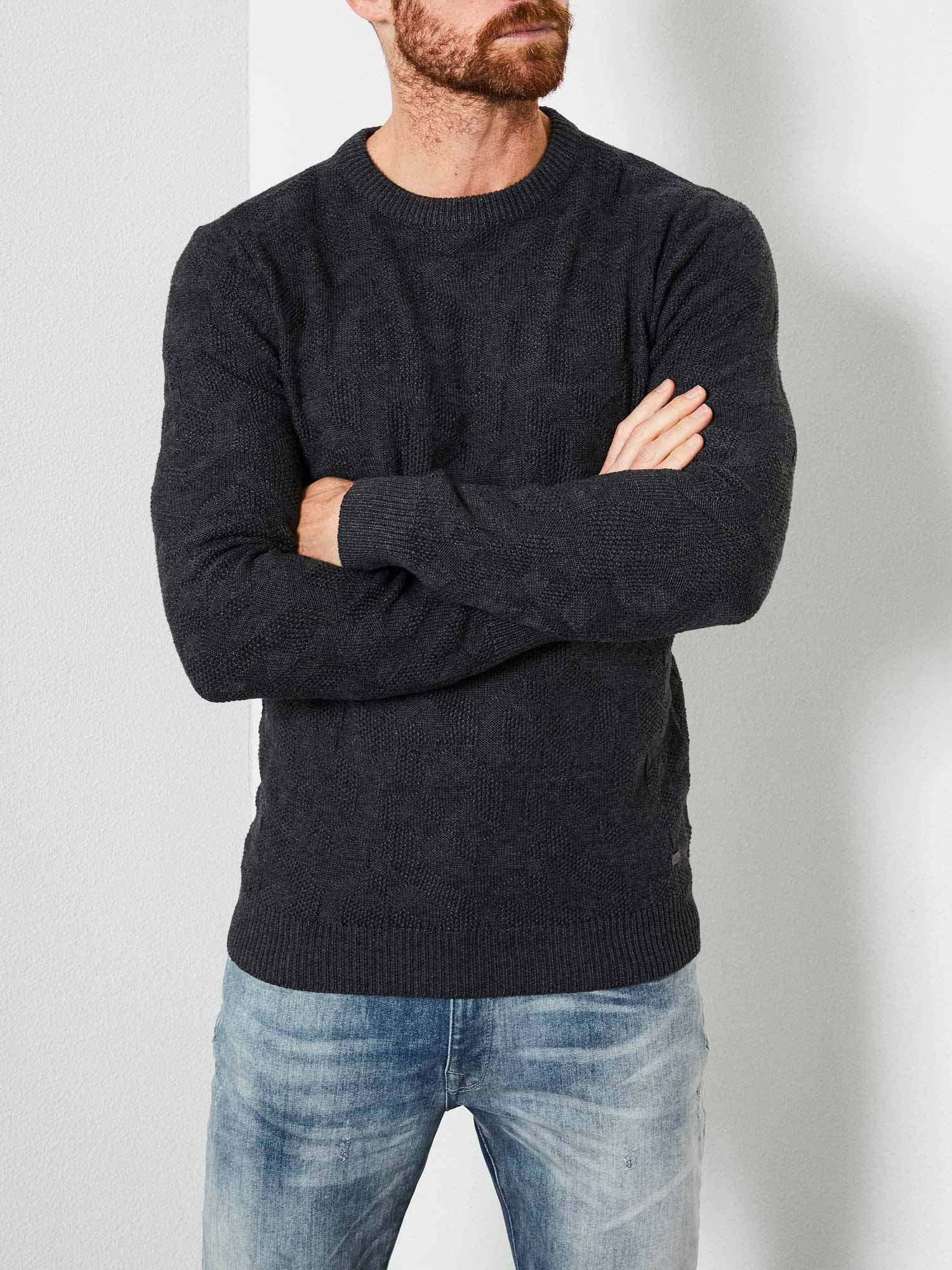 Petrol jersey de hombre cuello redondo KWR203/9999 gris oscuro