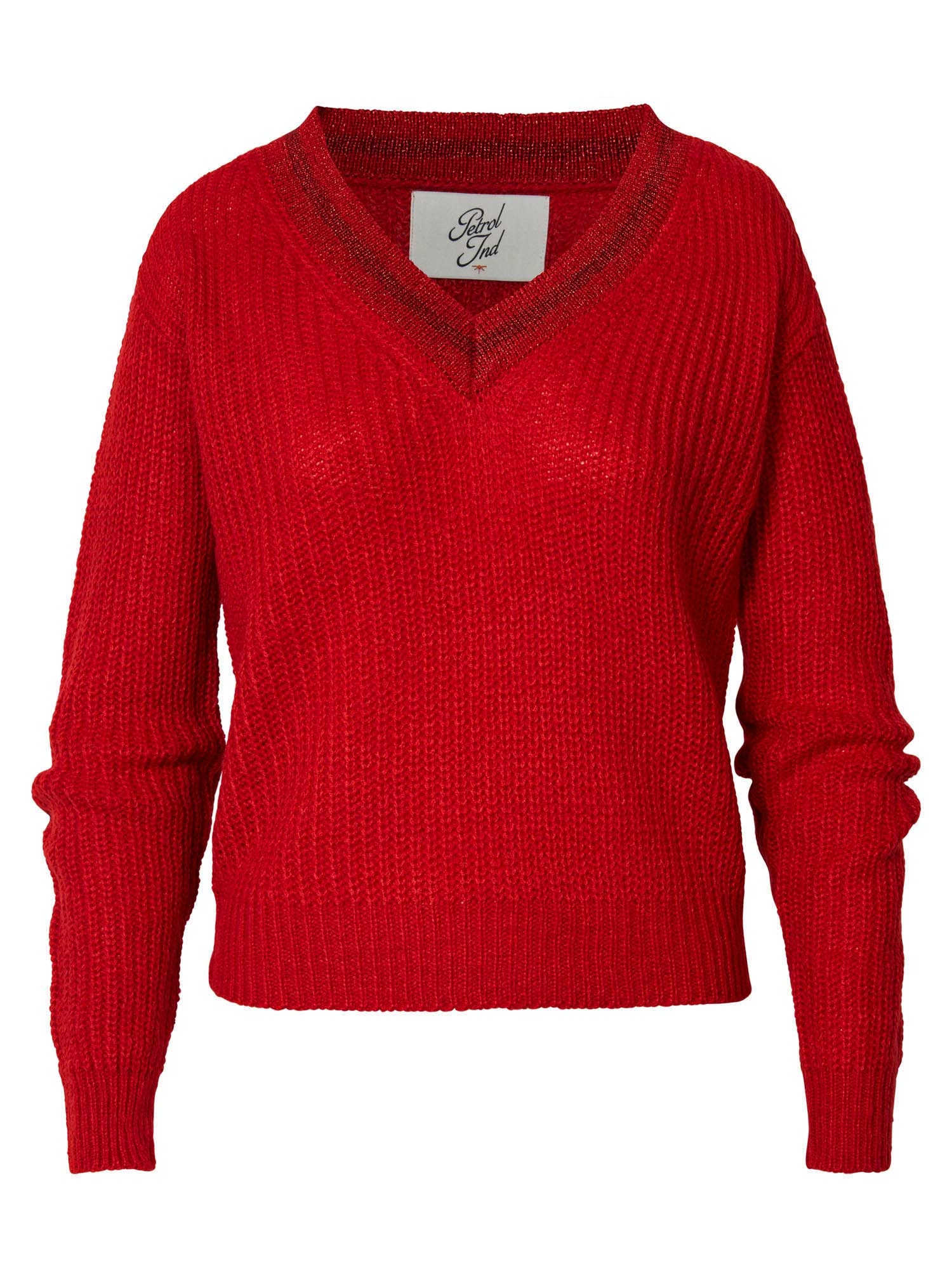 Petrol jersei de dona de coll en V KWV207/3120 de color vermell