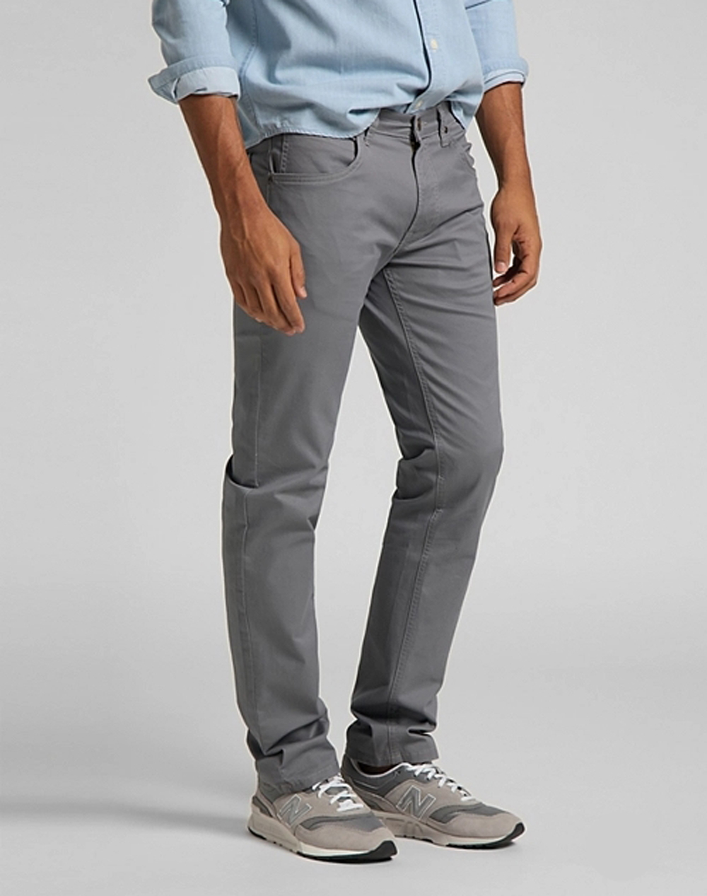 Foto 1 - Lee Daren zip regular pantalones vaqueros de gabardina de hombre L707LA70 gris