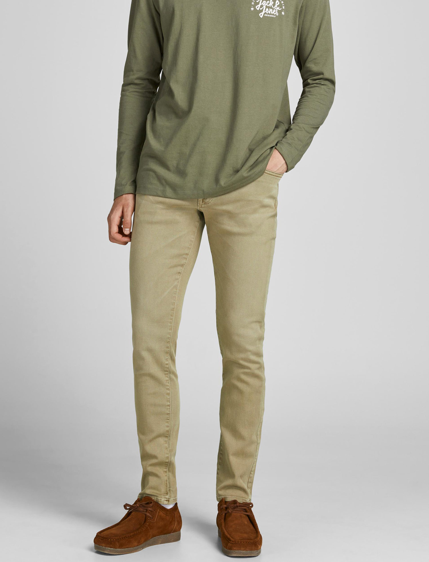 Foto 1 - Jack&Jones pantalones vaqueros de hombre Glenn slim 12193959/S20E beige