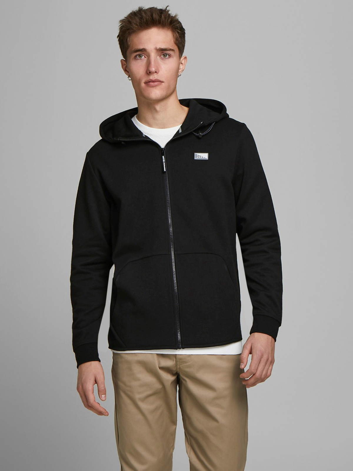 Foto 1 - Jack&Jones sudadera de hombre con capucha y cremallera Air 12184879 negra