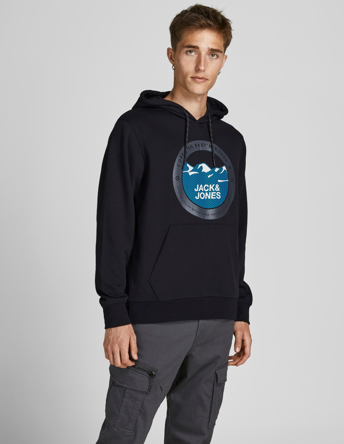 Jack&Jones sudadera de hombre con capucha 12192931 negra