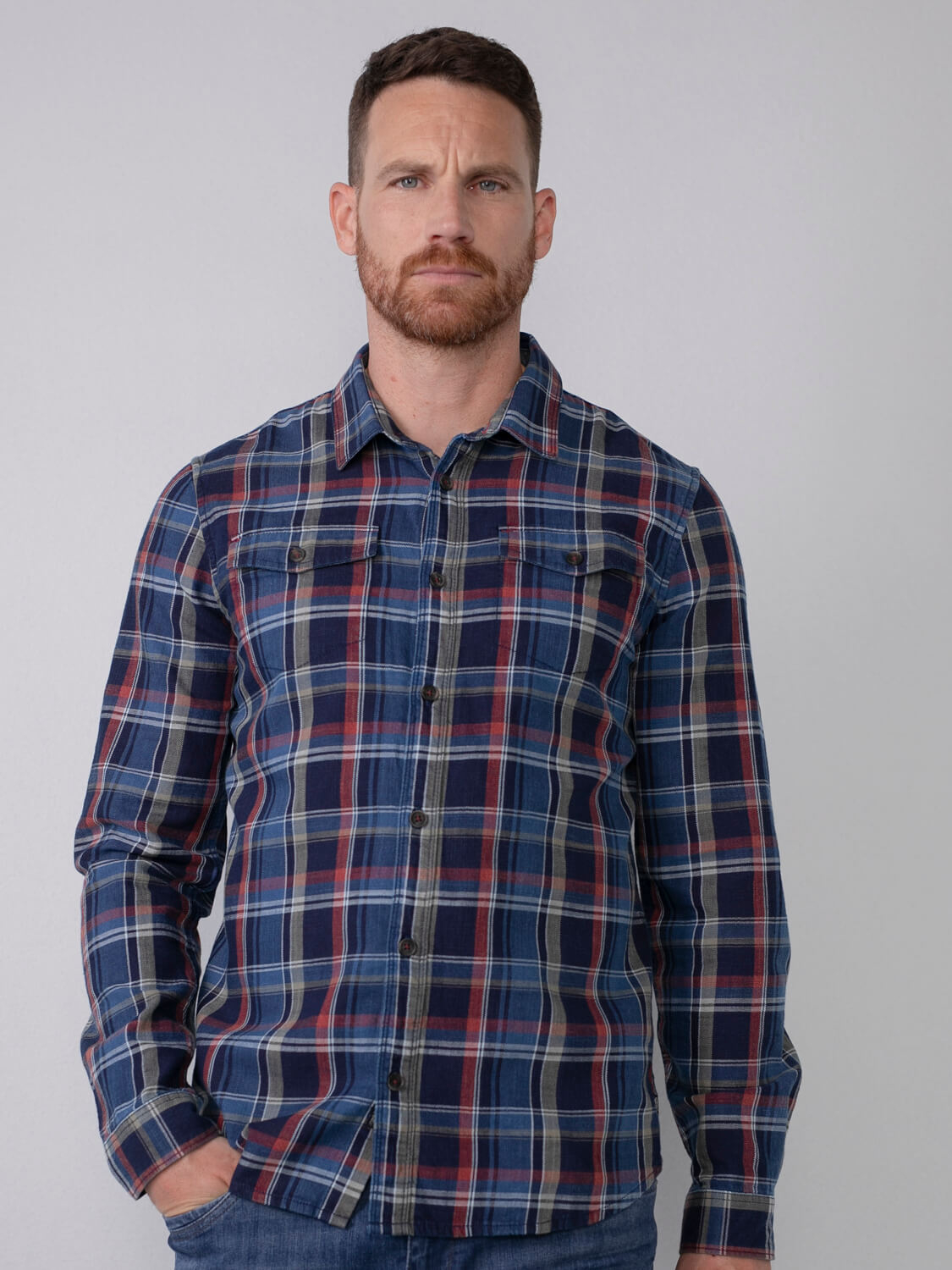 Foto 1 - Petrol camisa d'home de m/ll SIL4210/3154 de quadres blaus i vermells