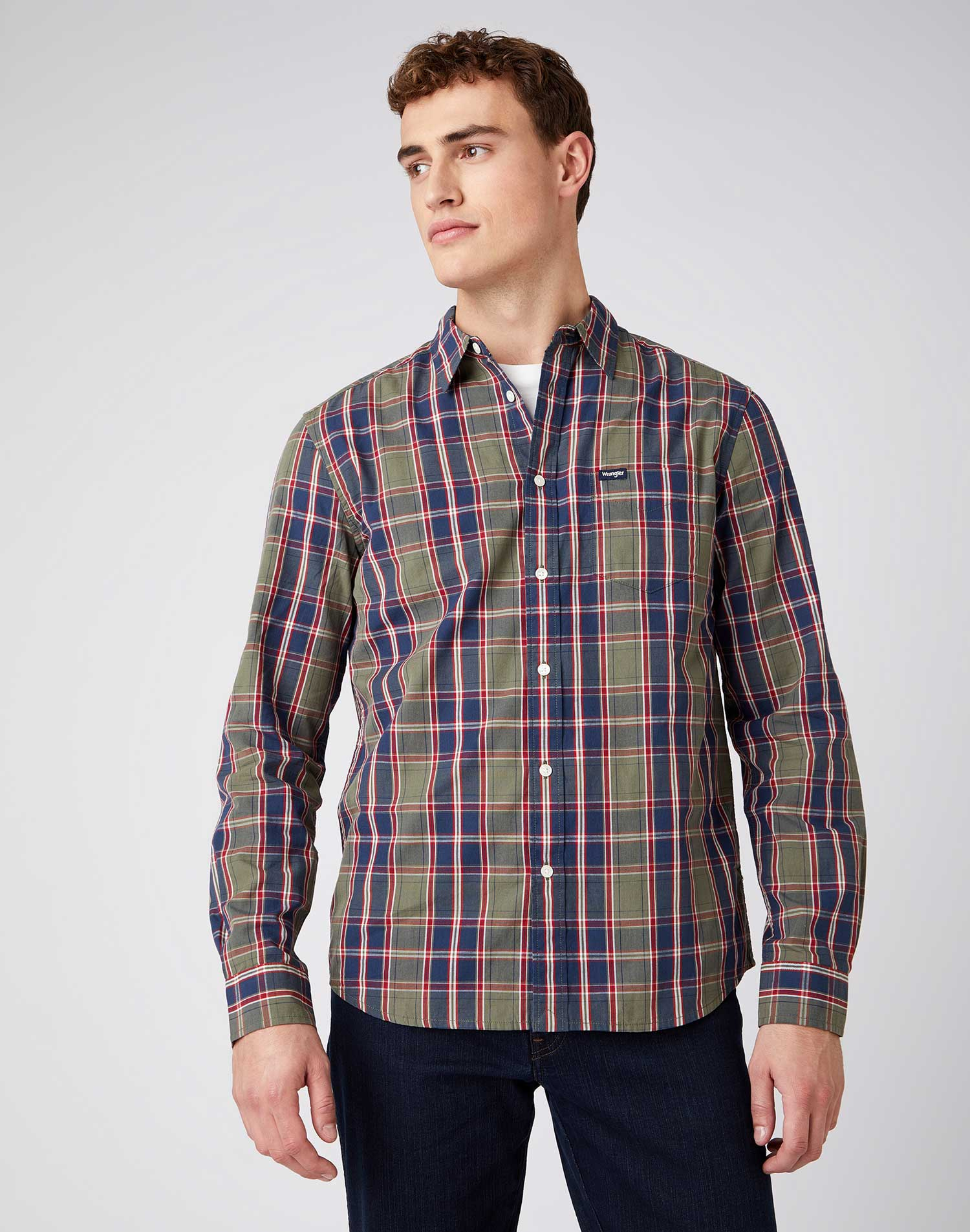 Foto 1 - Wrangler camisa de hombre de m/l W5A14MX45 cuadros caqui