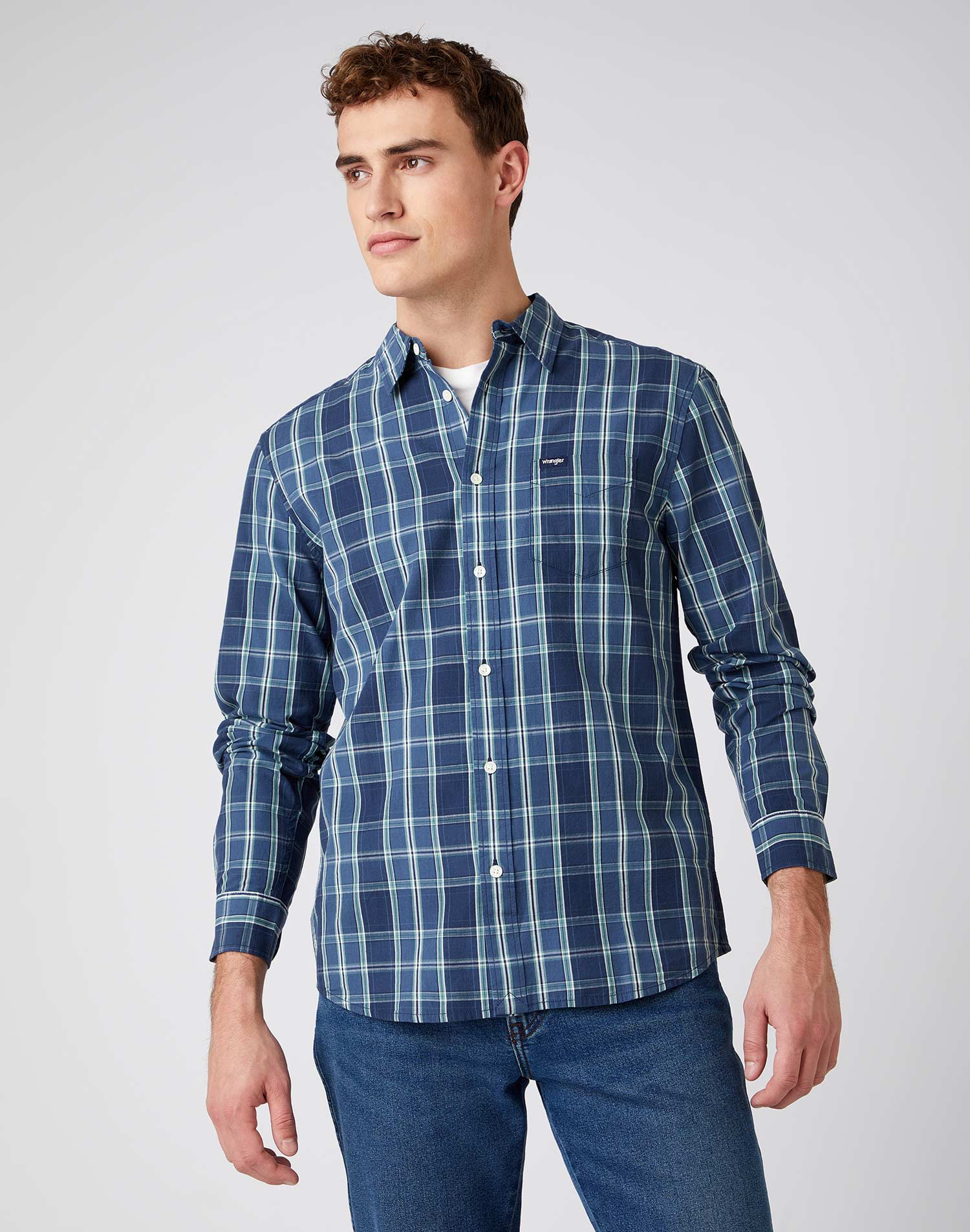 Foto 1 - Wrangler camisa d'home de m/ll W5A14MXTG quadres blaus