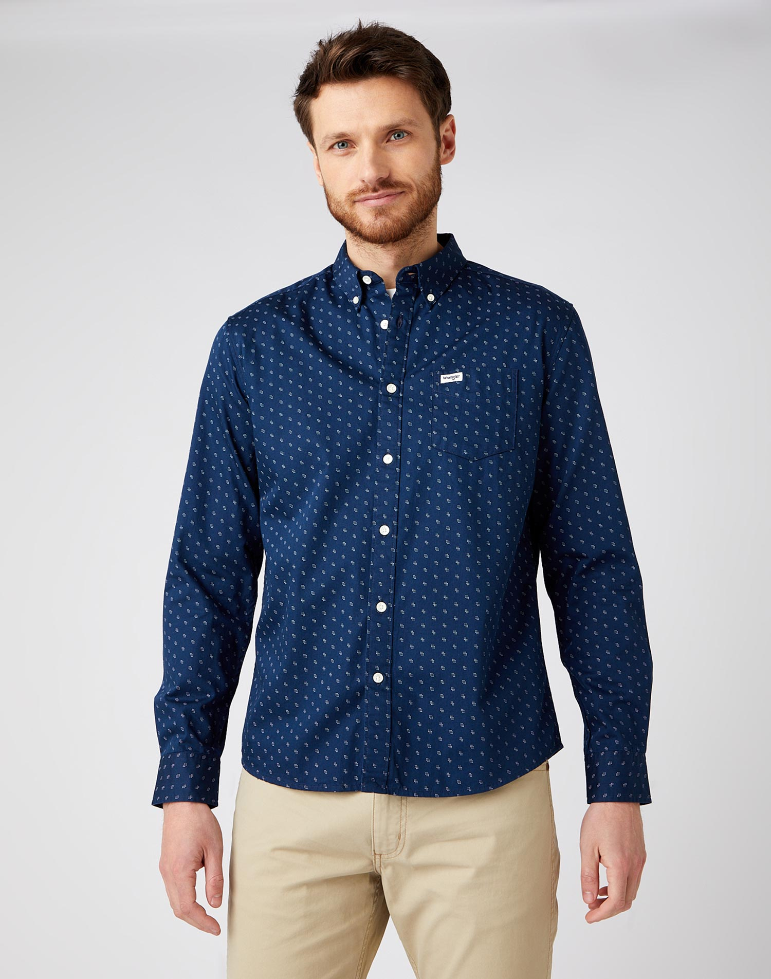 Wrangler camisa d'home de m/ll W5A39S114 blau marí