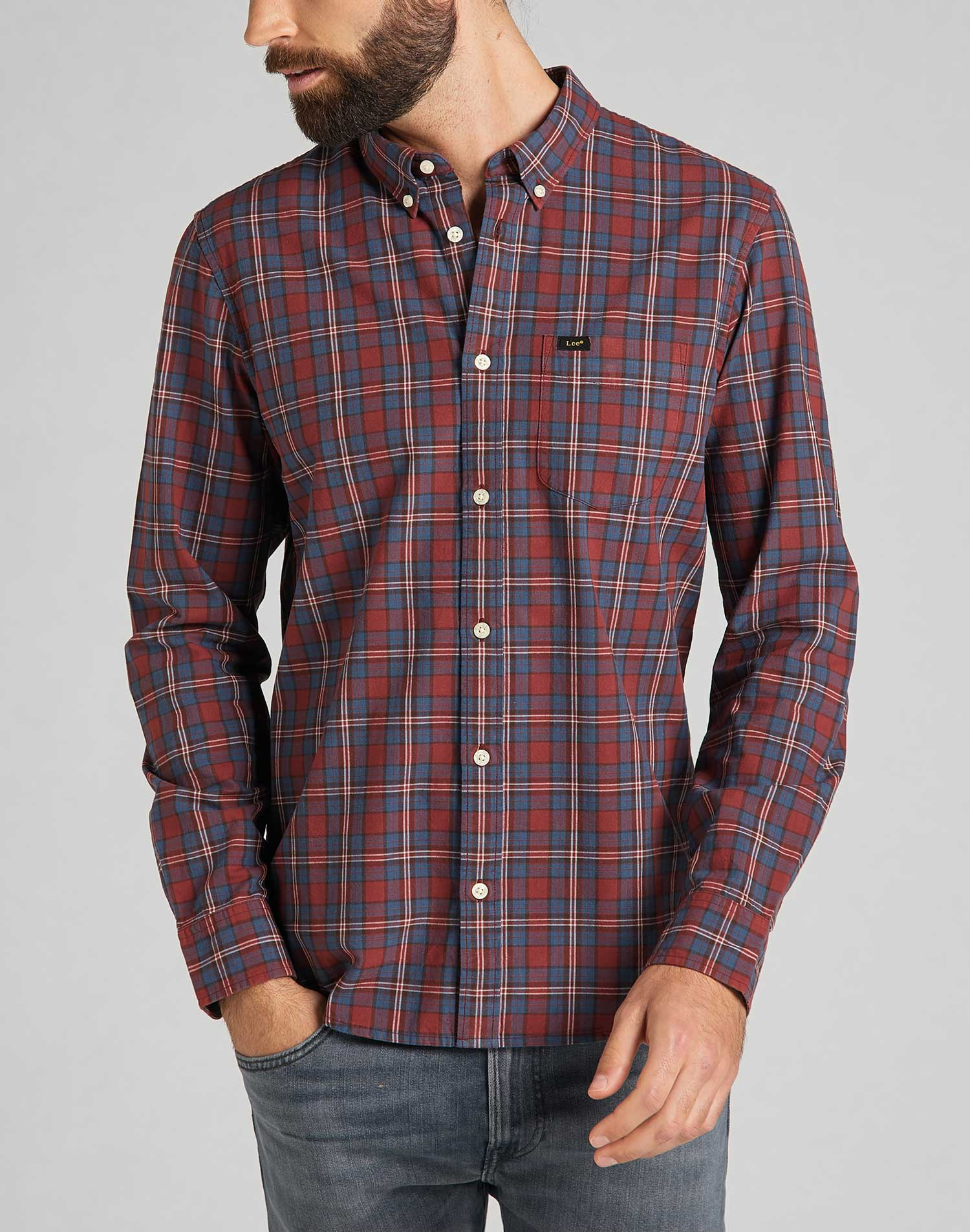 Foto 1 - Lee camisa de hombre de m/l L880MBTM de cuadros rojos
