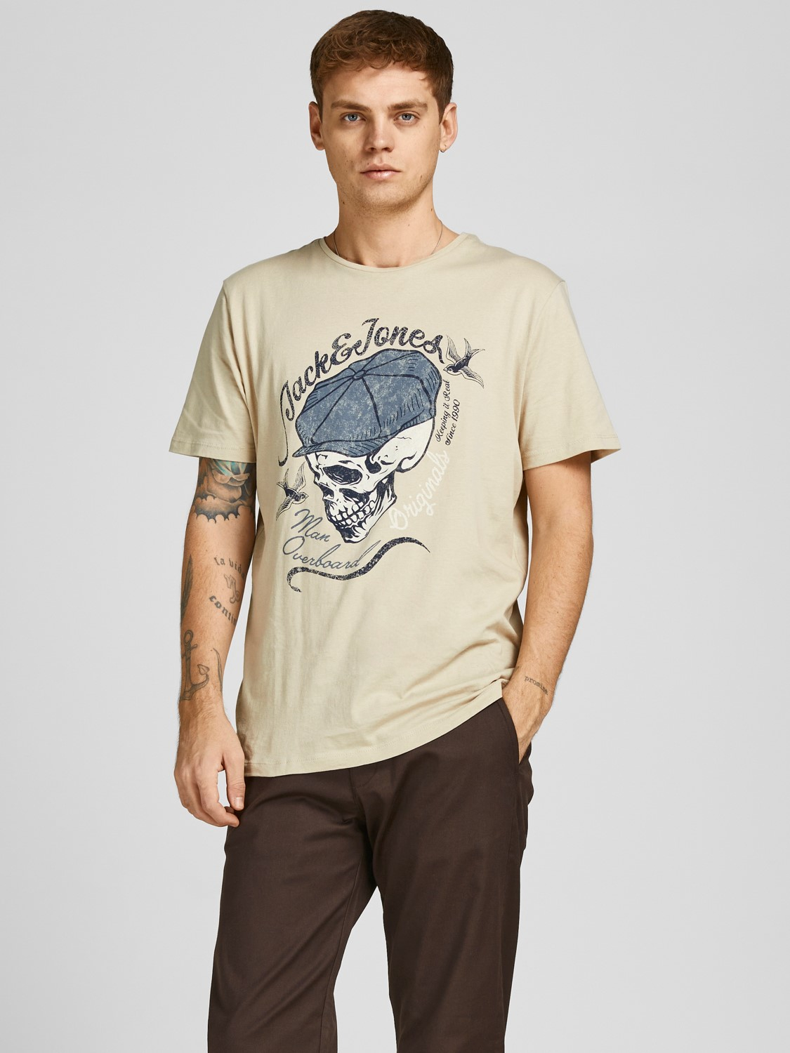 Jack & Jones samarreta d'home Dome de m/c 12205684 blanc trencat