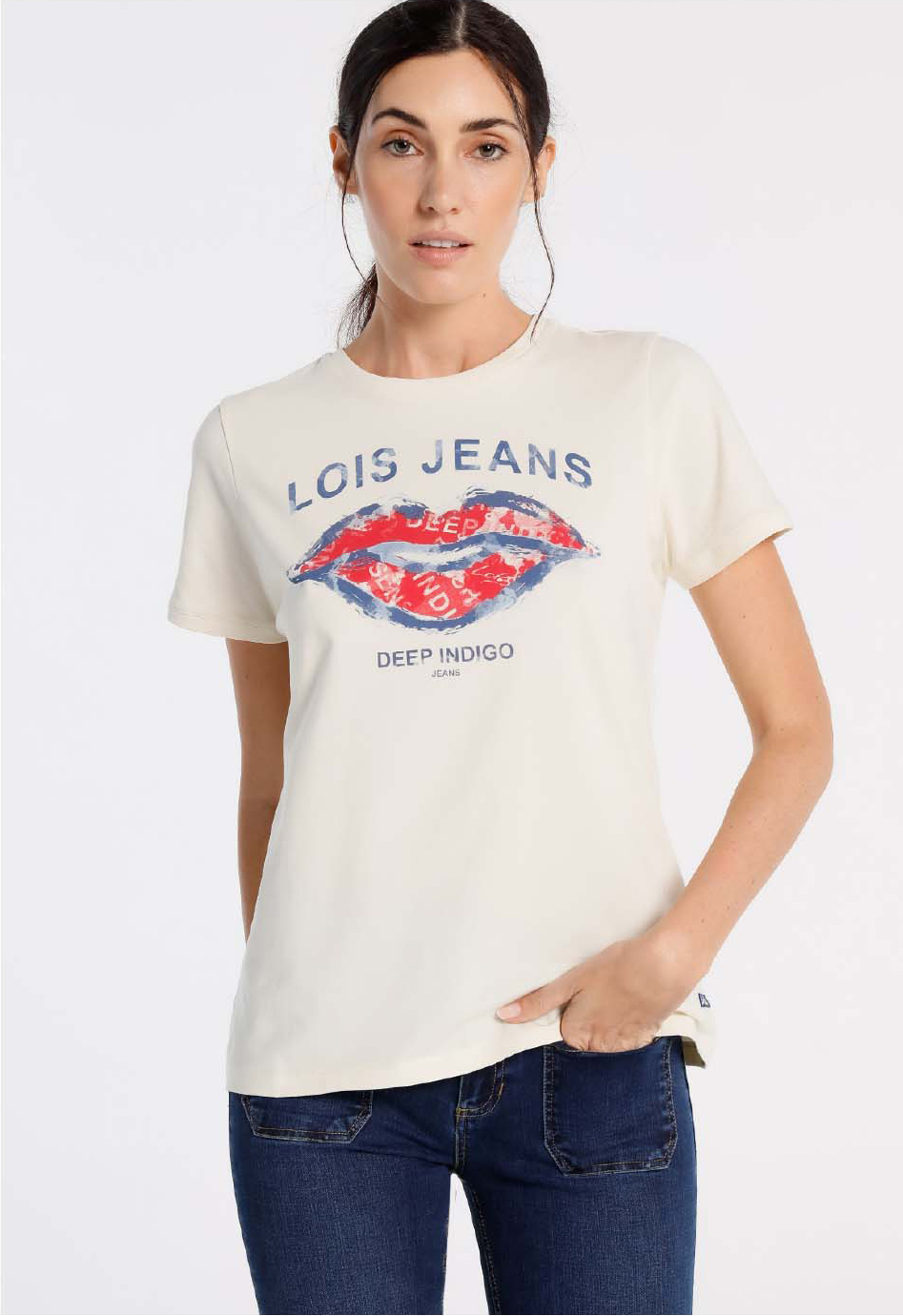 Foto 1 - Lois camiseta de mujer de m/c 42179/502 beige