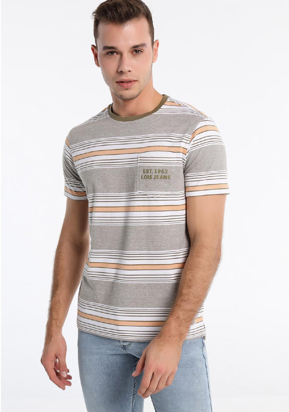 Lois camiseta de hombre de m/c 15682/111 de rayas caqui