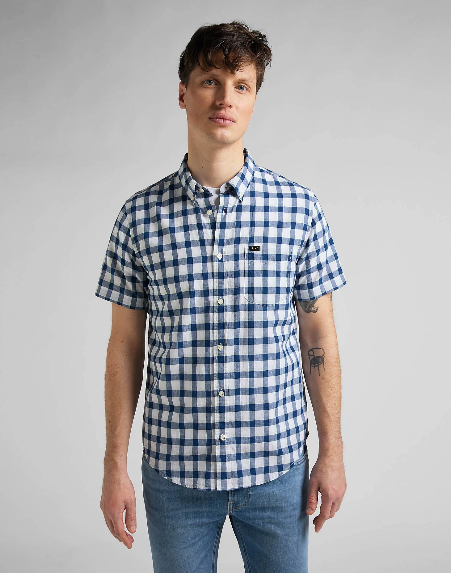 Foto 1 - Lee camisa d'home de m/c L886OFLR de quadres blaus