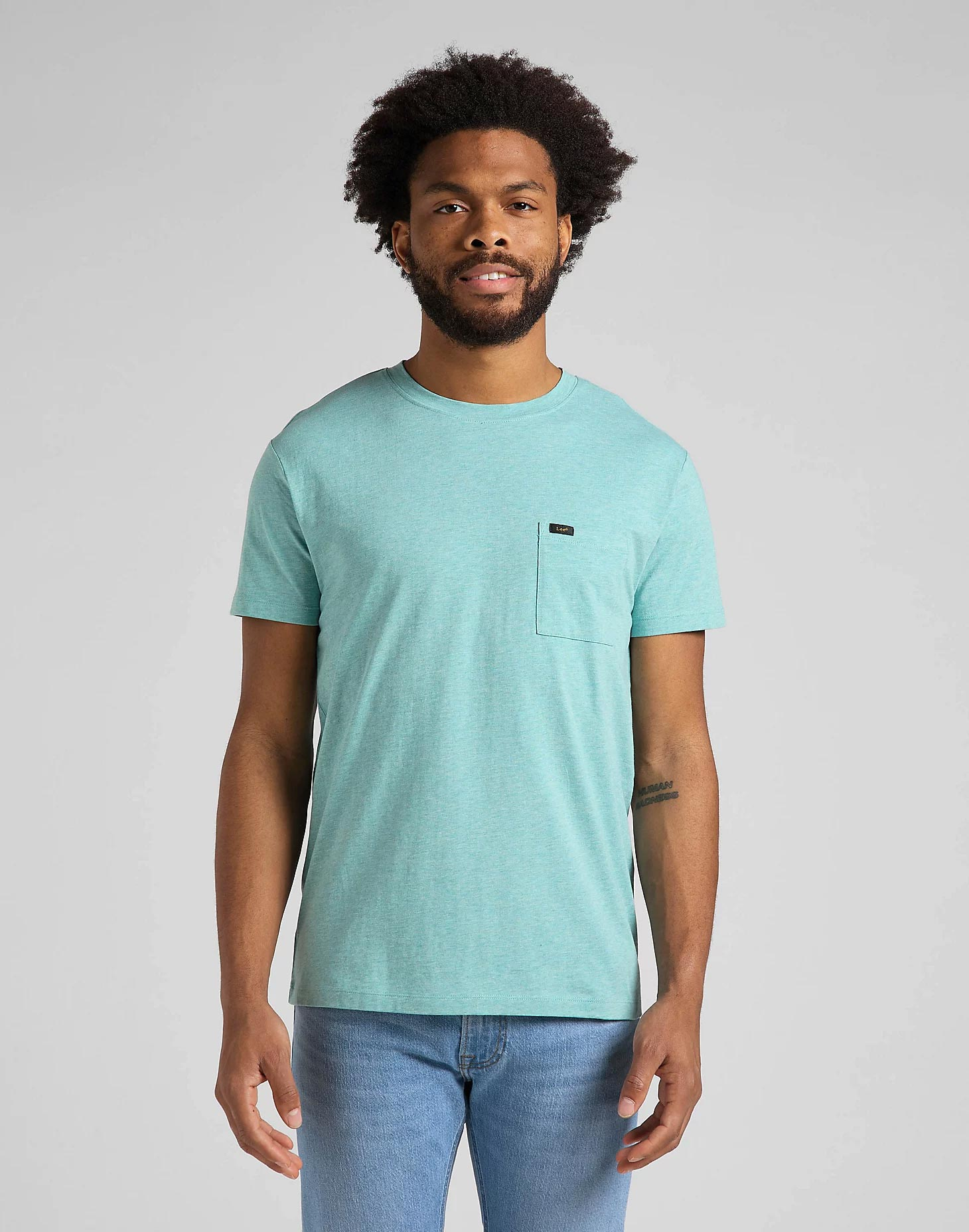 Lee samarreta d'home de m/c amb butxaca L66JWTUD blau turquesa