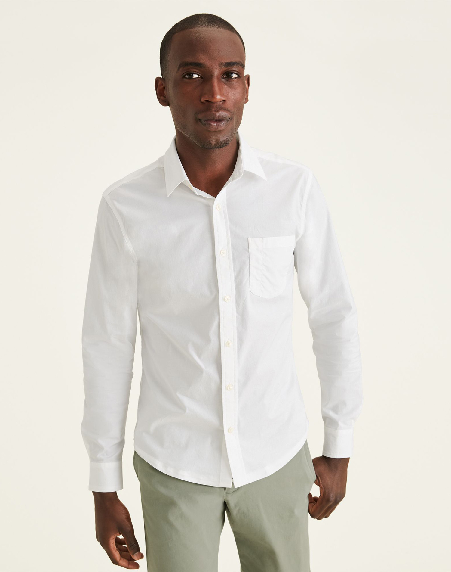 Dockers camisa d'home de popelín de m/ll A1114-0010 blanca