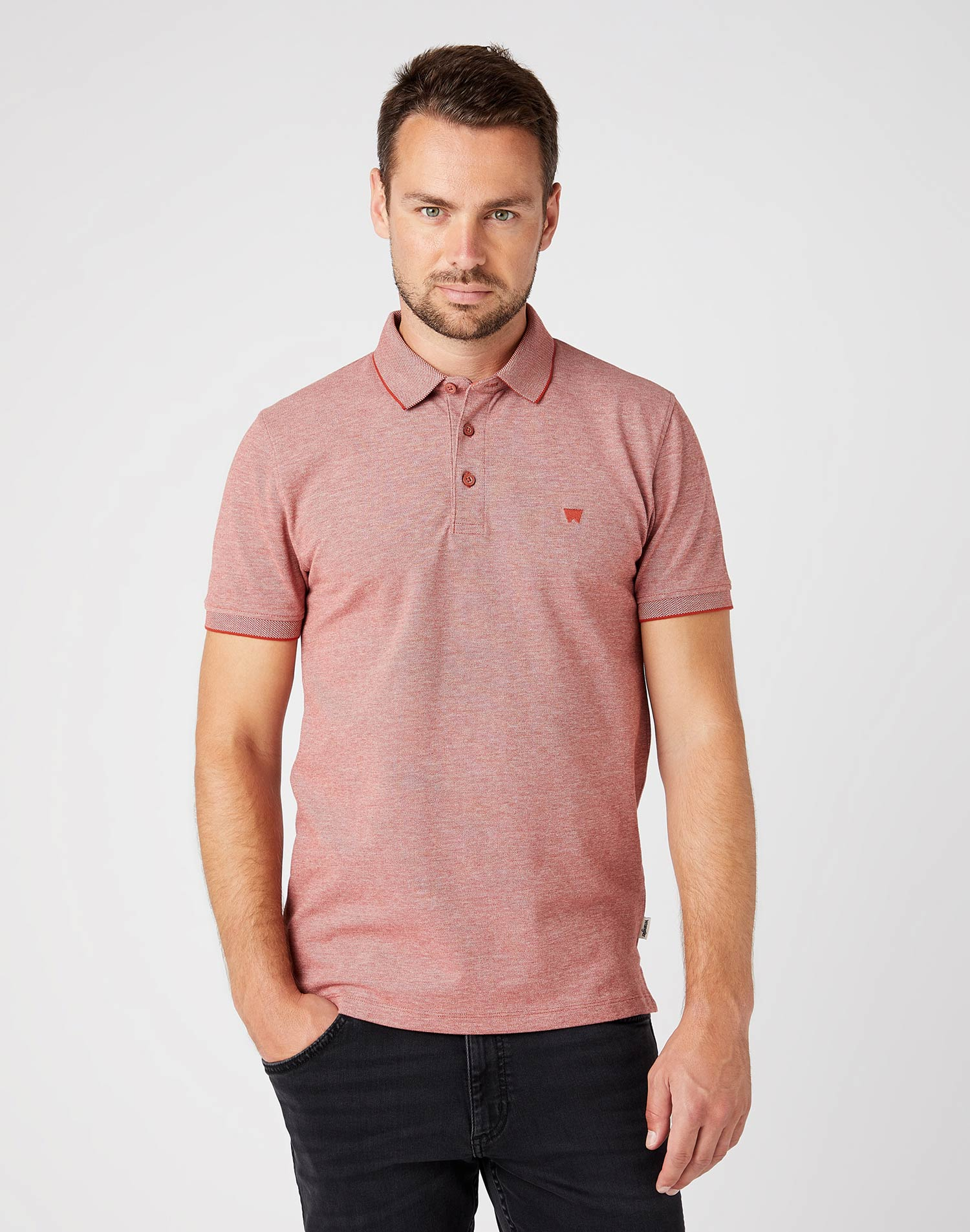 Wrangler polo piqué d'home de m/c W7H7KER11 vermell