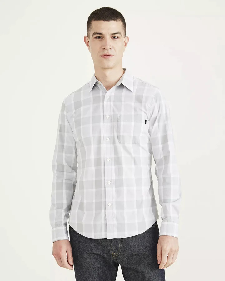 Dockers camisa d'home de m/ll A1114-0030 de quadres grisos