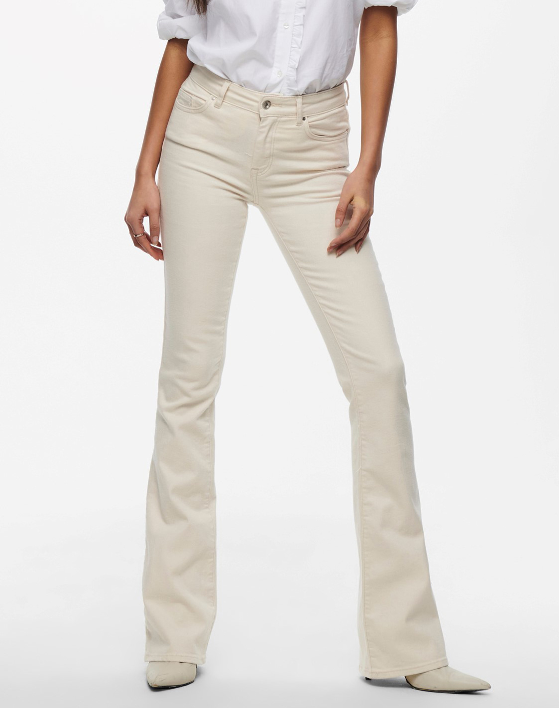Only pantalons texans de dona Blush mid waist flared 15230778 beix