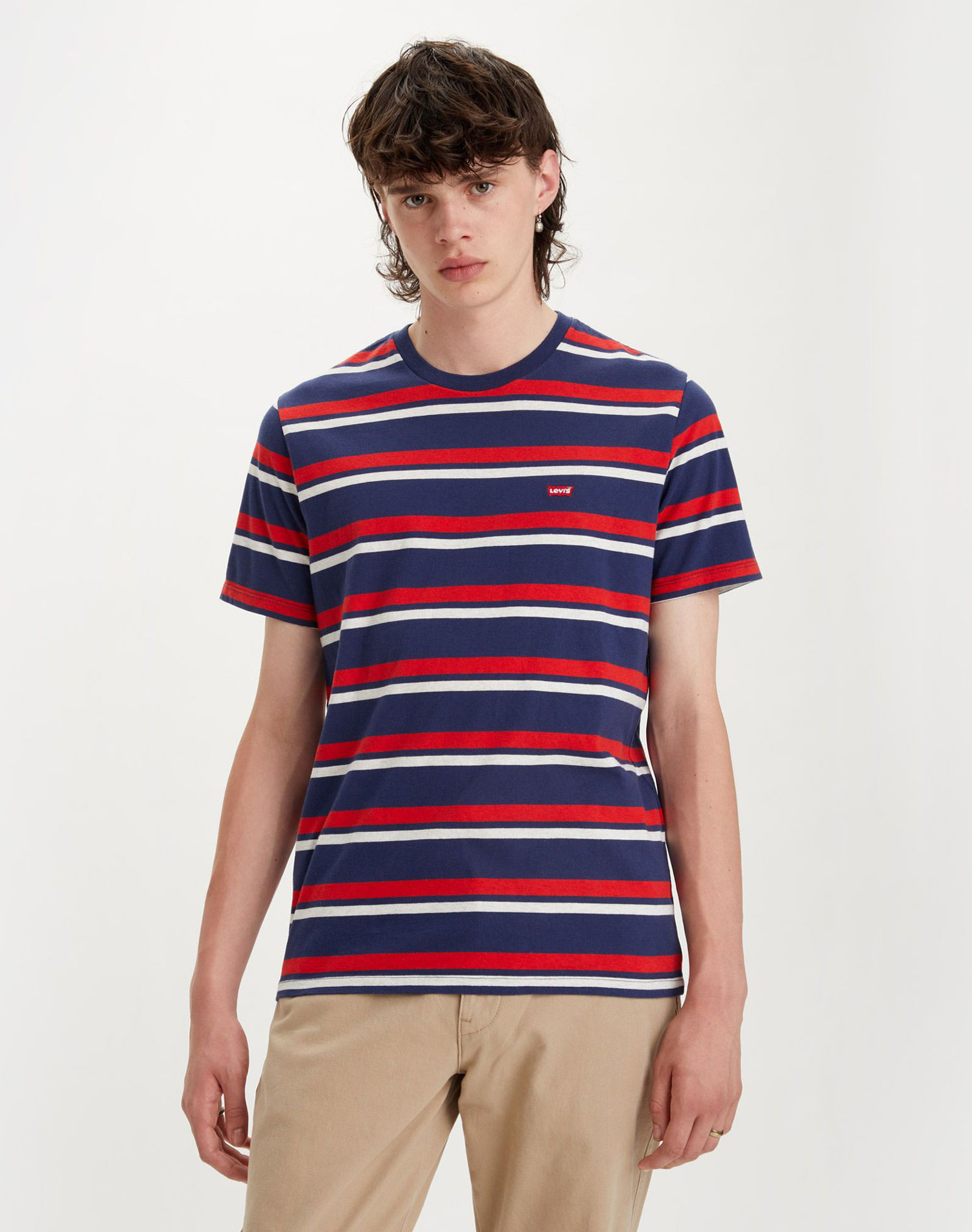 Levi’s® camiseta de hombre de m/c 56605-0147 azul con rayas blancas y rojas