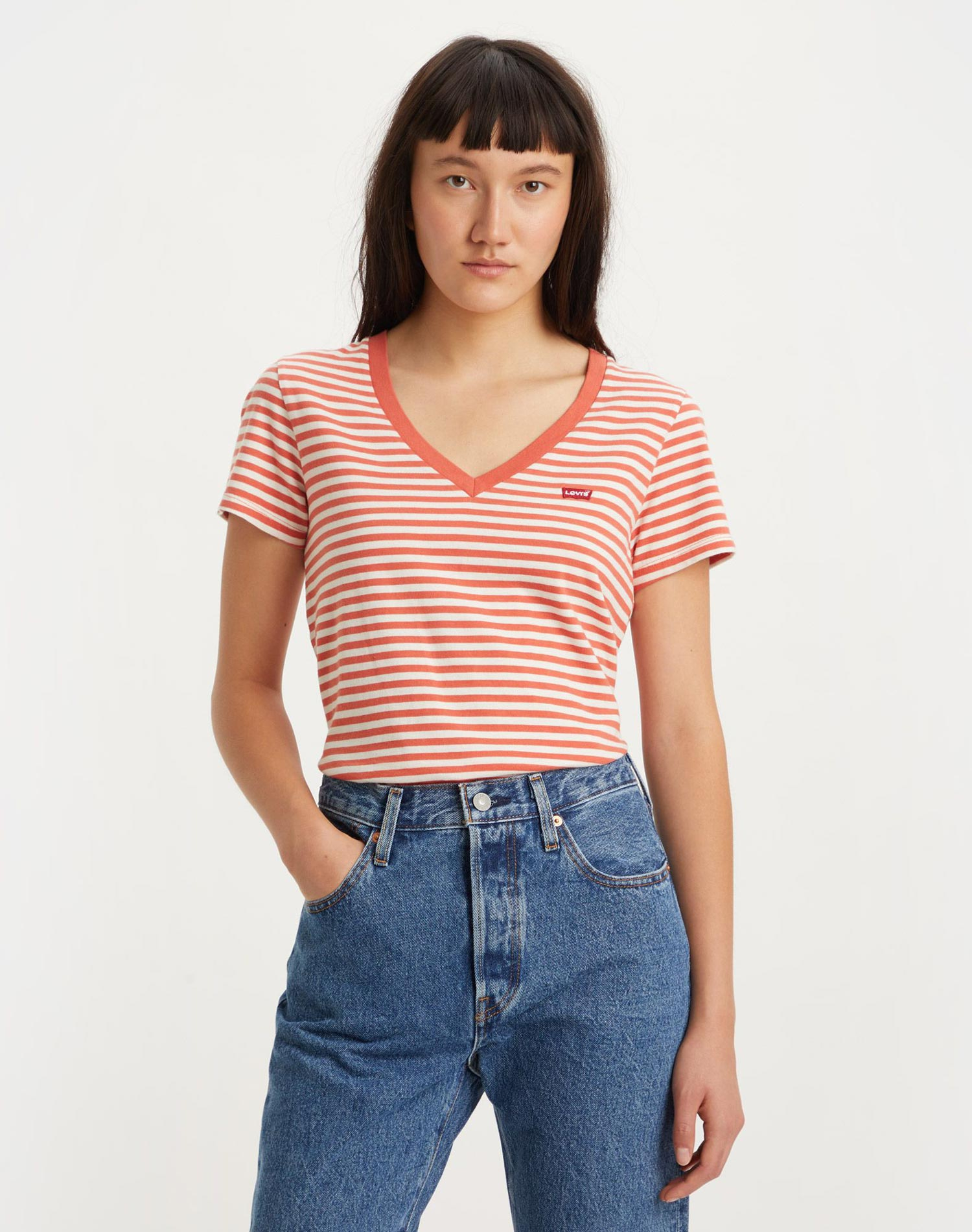 Levi’s® samarreta de dona de m/c 85341-0042 de ratlles taronges