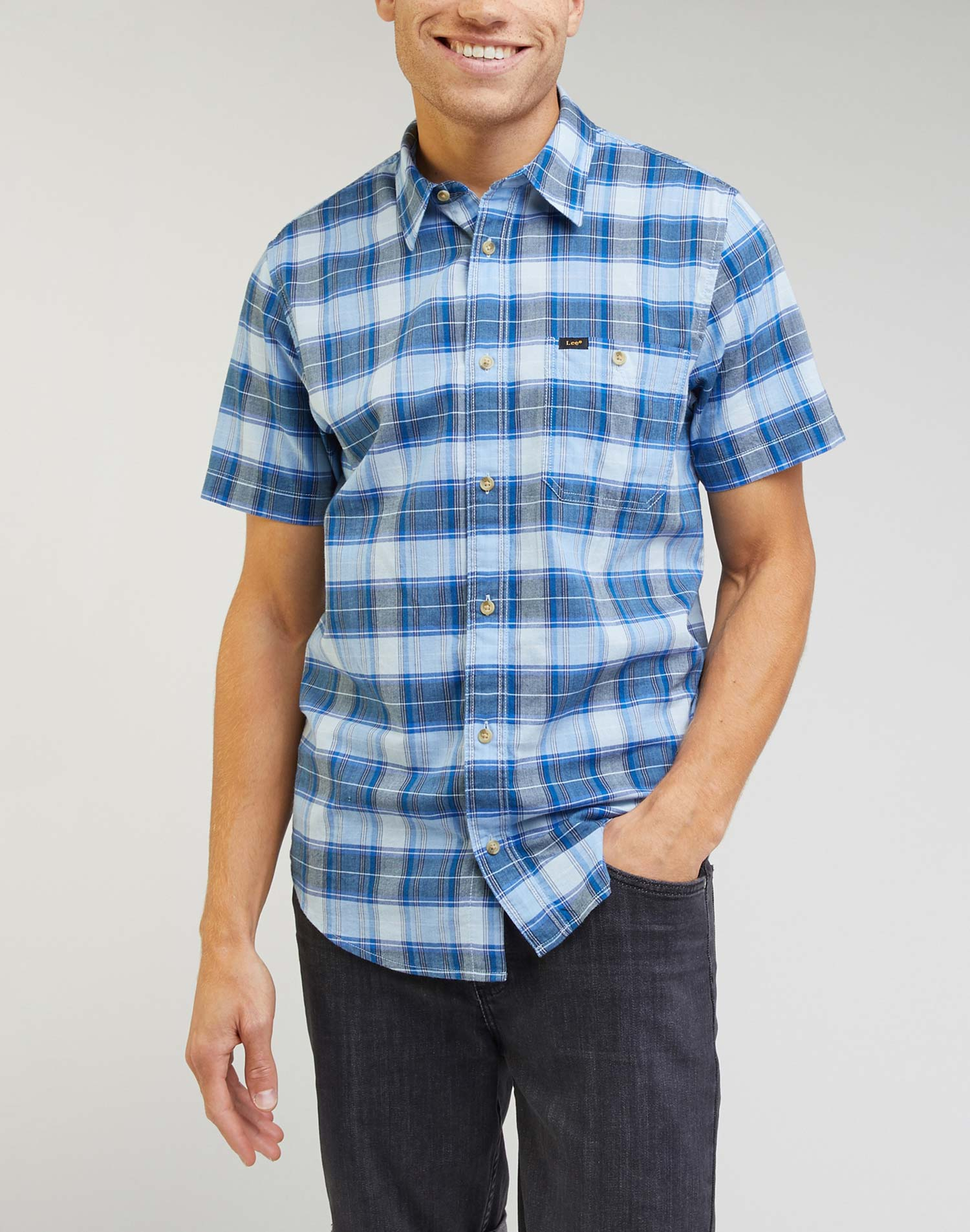 Lee camisa d'home de m/c L66GCDA13 112330622 de quadres blaus