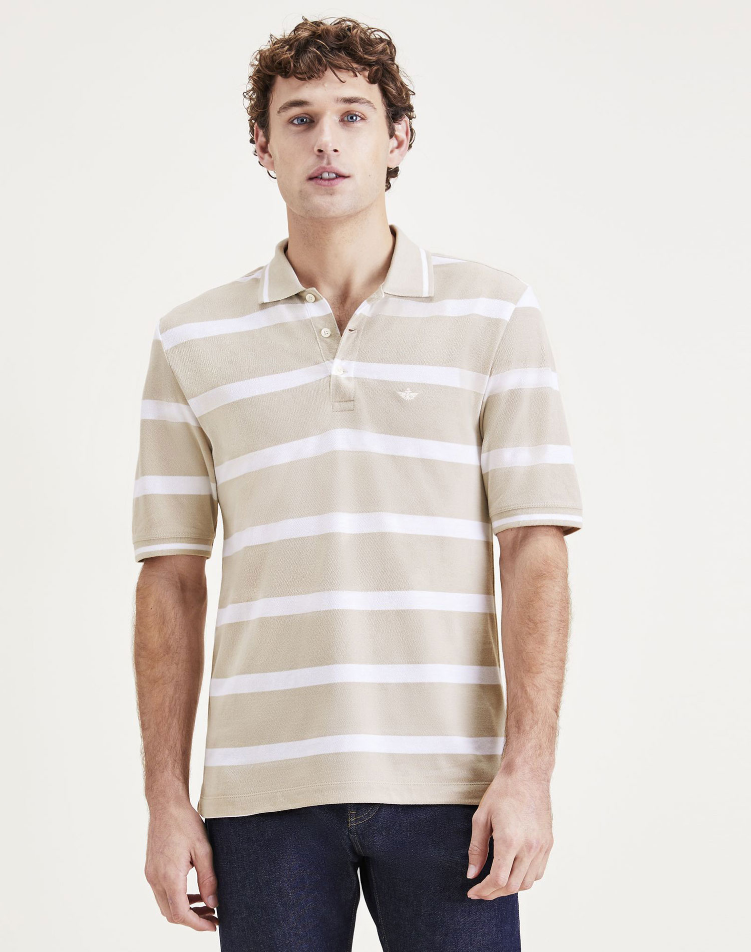 Dockers polo d'home de m/c A4766-0005 ratlles beix