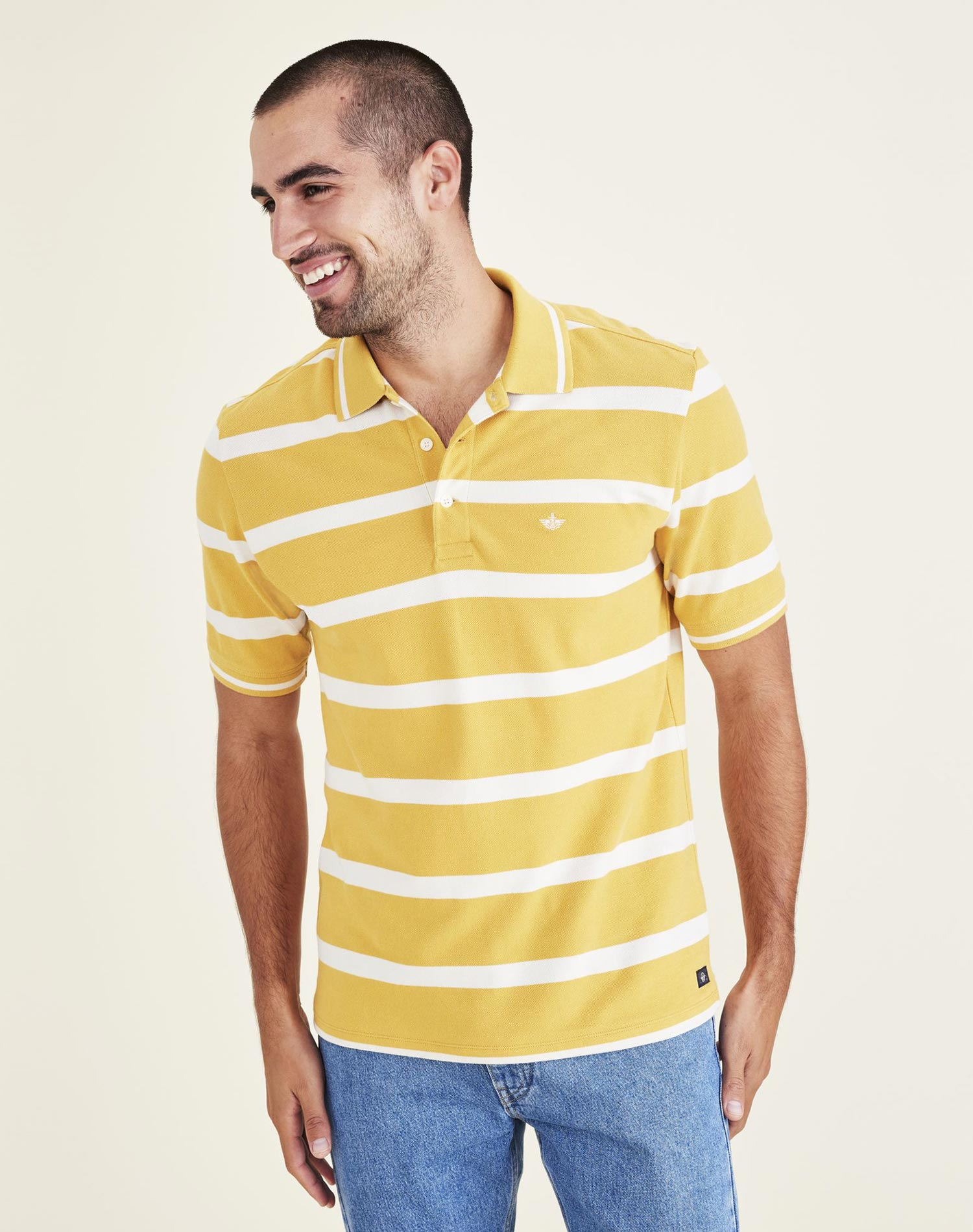 Foto 1 - Dockers polo de hombre de m/c A4766-0009 amarillo rayas