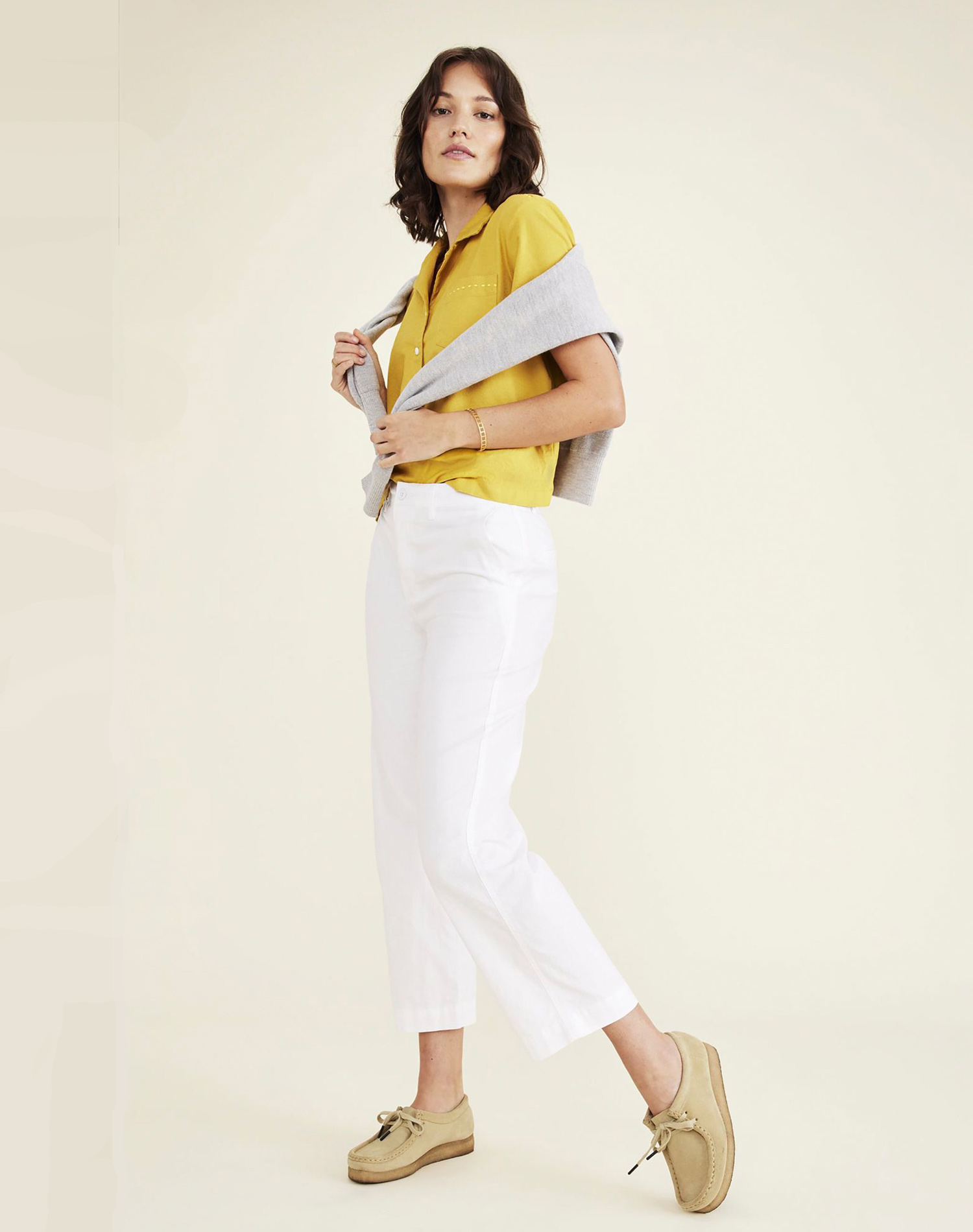 Dockers pantalones de mujer Original khaki high waist straight cropped A1073-0042 blancos