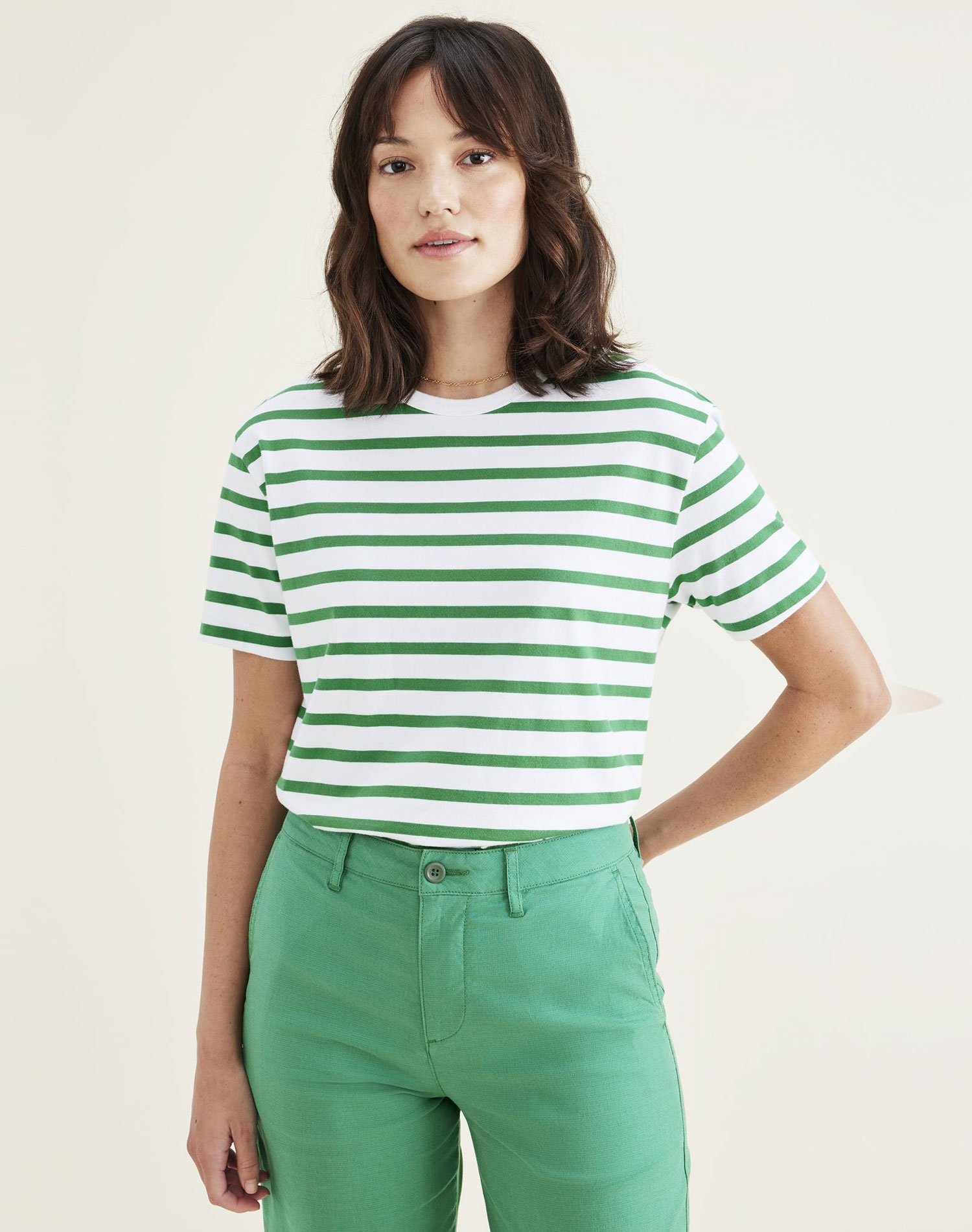 Dockers samarreta de dona de m/c A4265-0003 blanca amb ratlles verdes