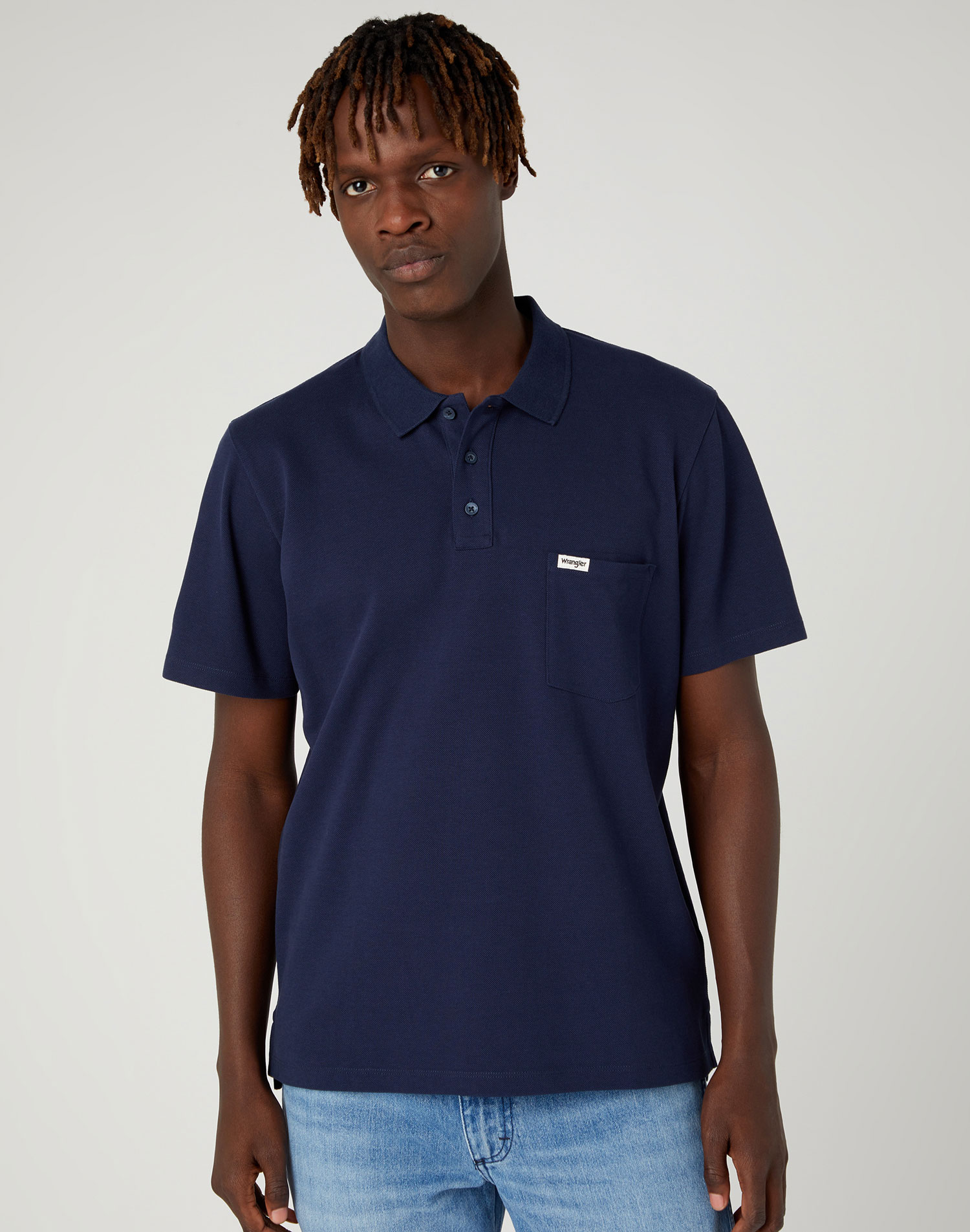 Wrangler polo piqué d'home amb butxaca de m/c W7BJK4114 112330816 blau marí