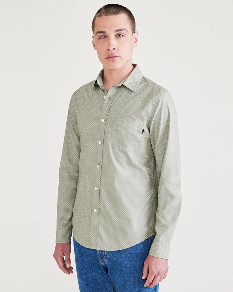Dockers camisa de hombre de popelín de m/l A1114-0106 verde gris