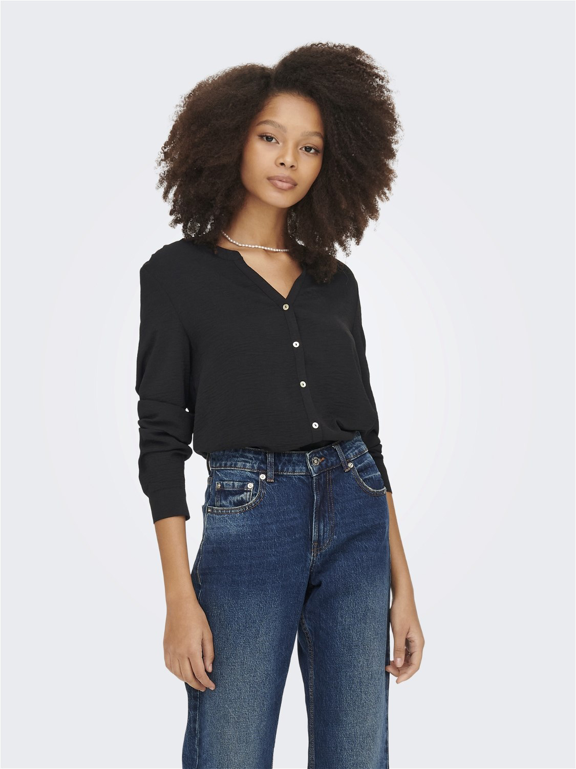 Only blusa de mujer de m/l Mette Fallow 15240579 negra