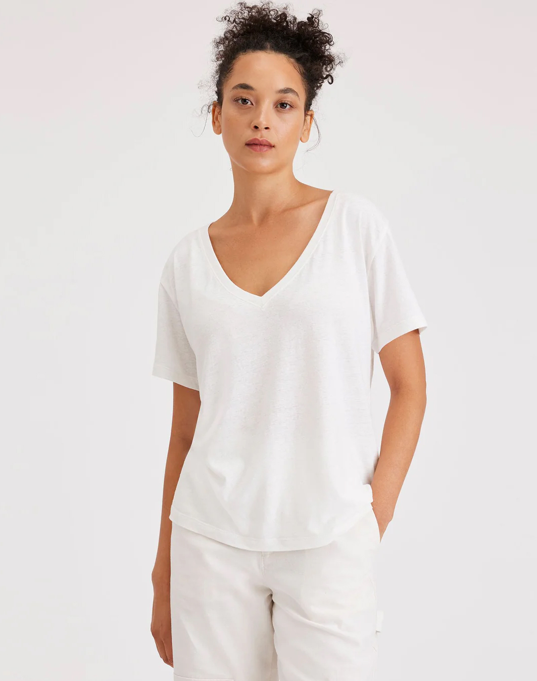Dockers camiseta de mujer de m/c y cuello pico A6961-0002 blanca