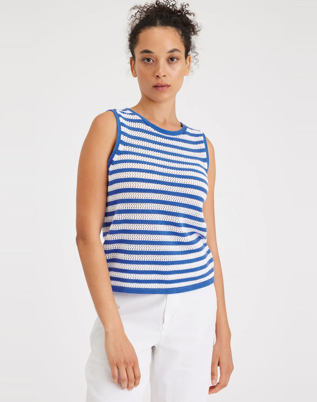 Dockers camiseta de mujer sin mangas A6985-0002 blanca con rayas azules