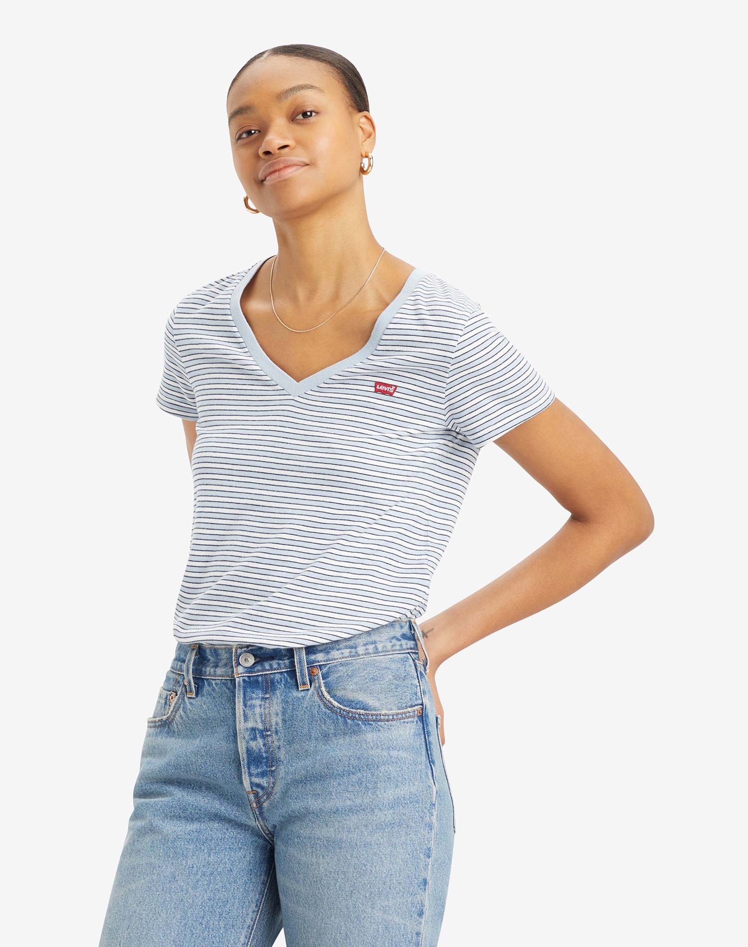 Levi's® camiseta de mujer de m/c 85341-0077 de rayas azules