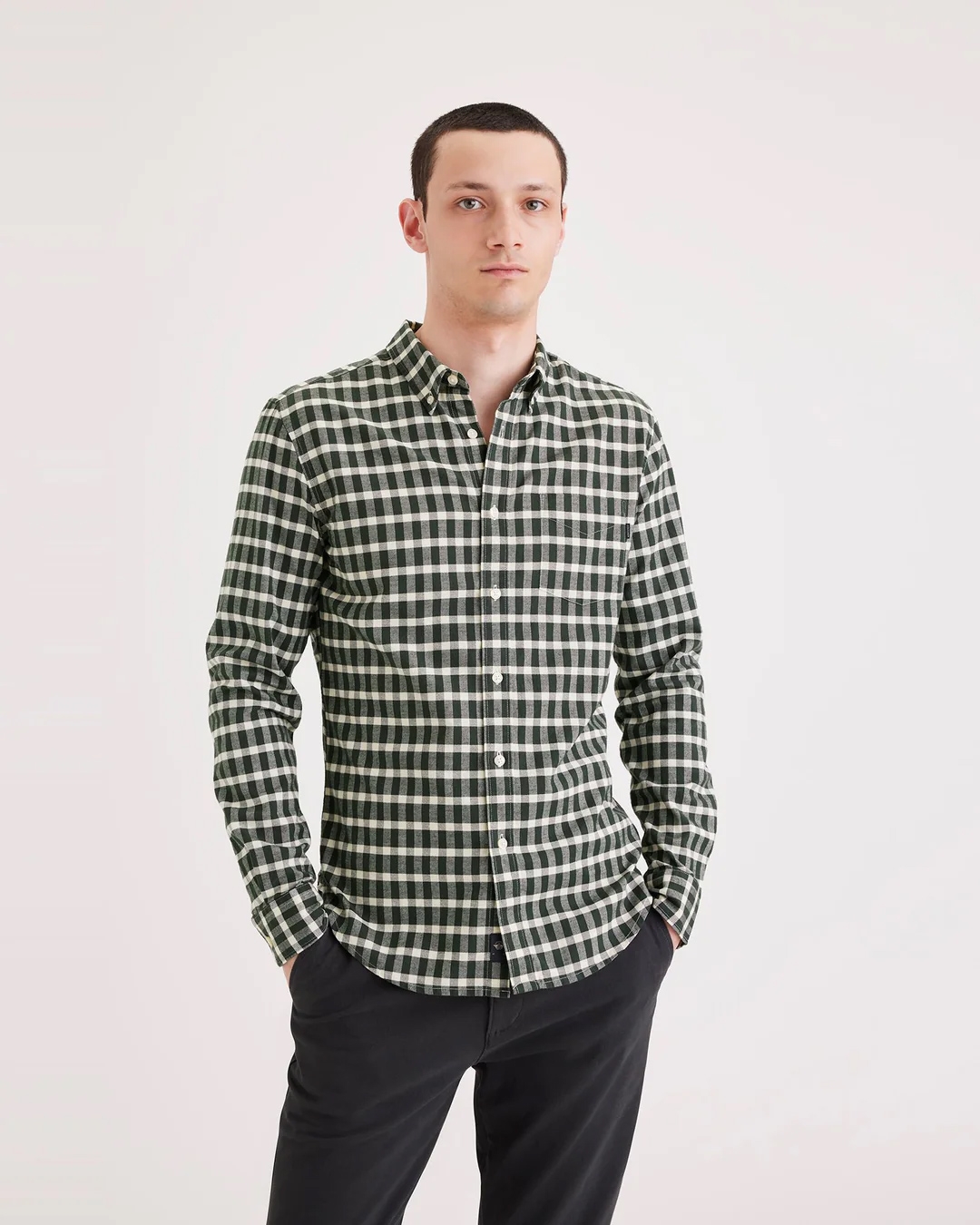 Dockers camisa de hombre de m/l 29599-0059 de cuadros caqui