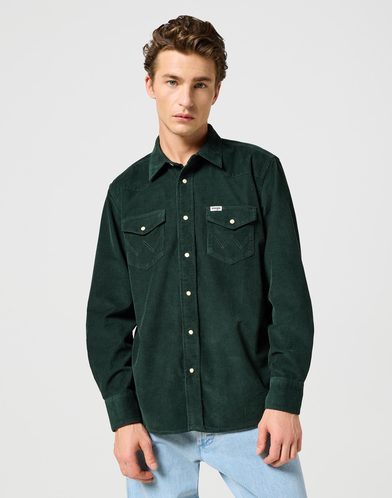 Wrangler camisa d'home de m/ll de pana 112357240 verda