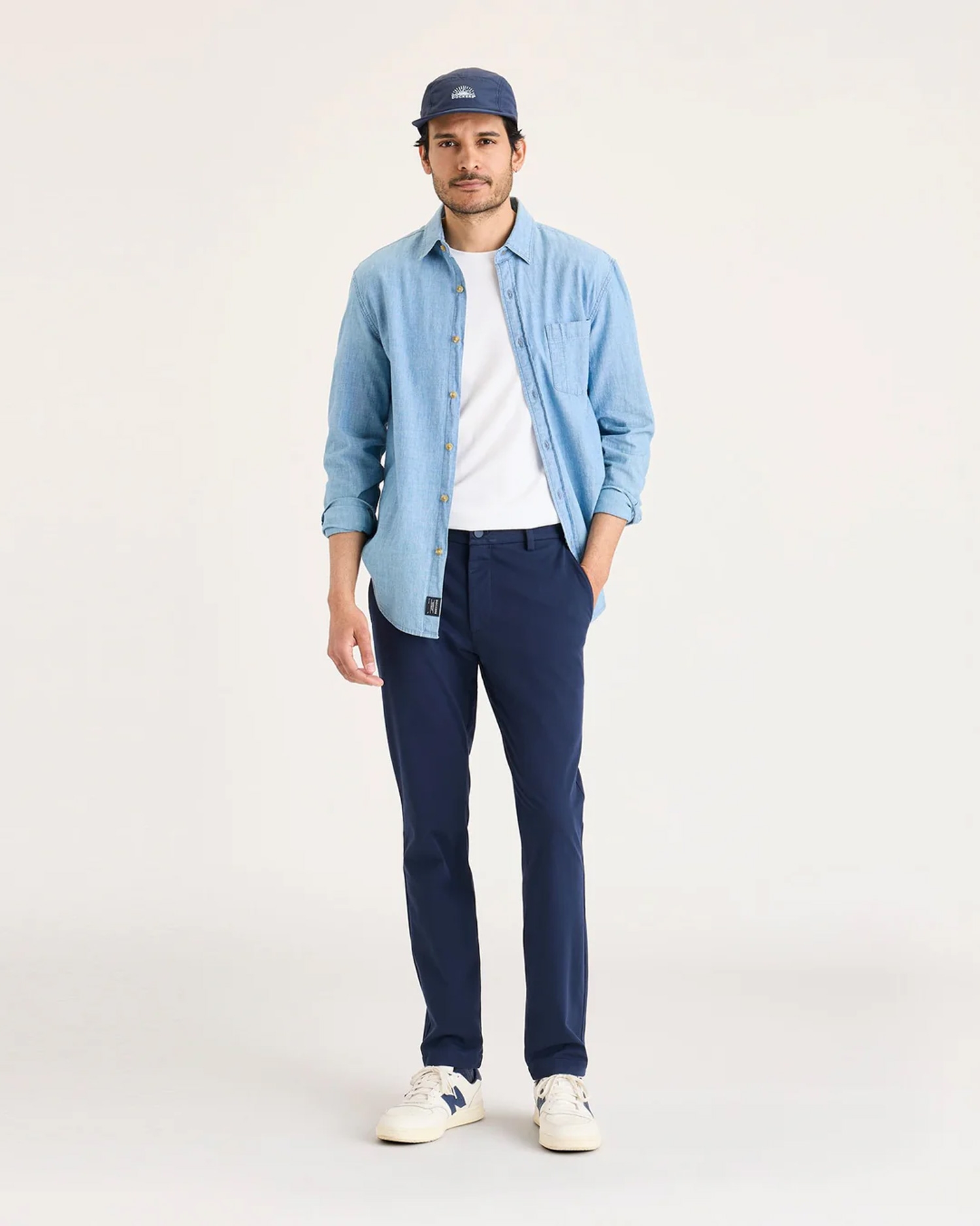 Dockers pantalons d'home Go Active Flex Chino Skinny 002XM-0001 blau marí